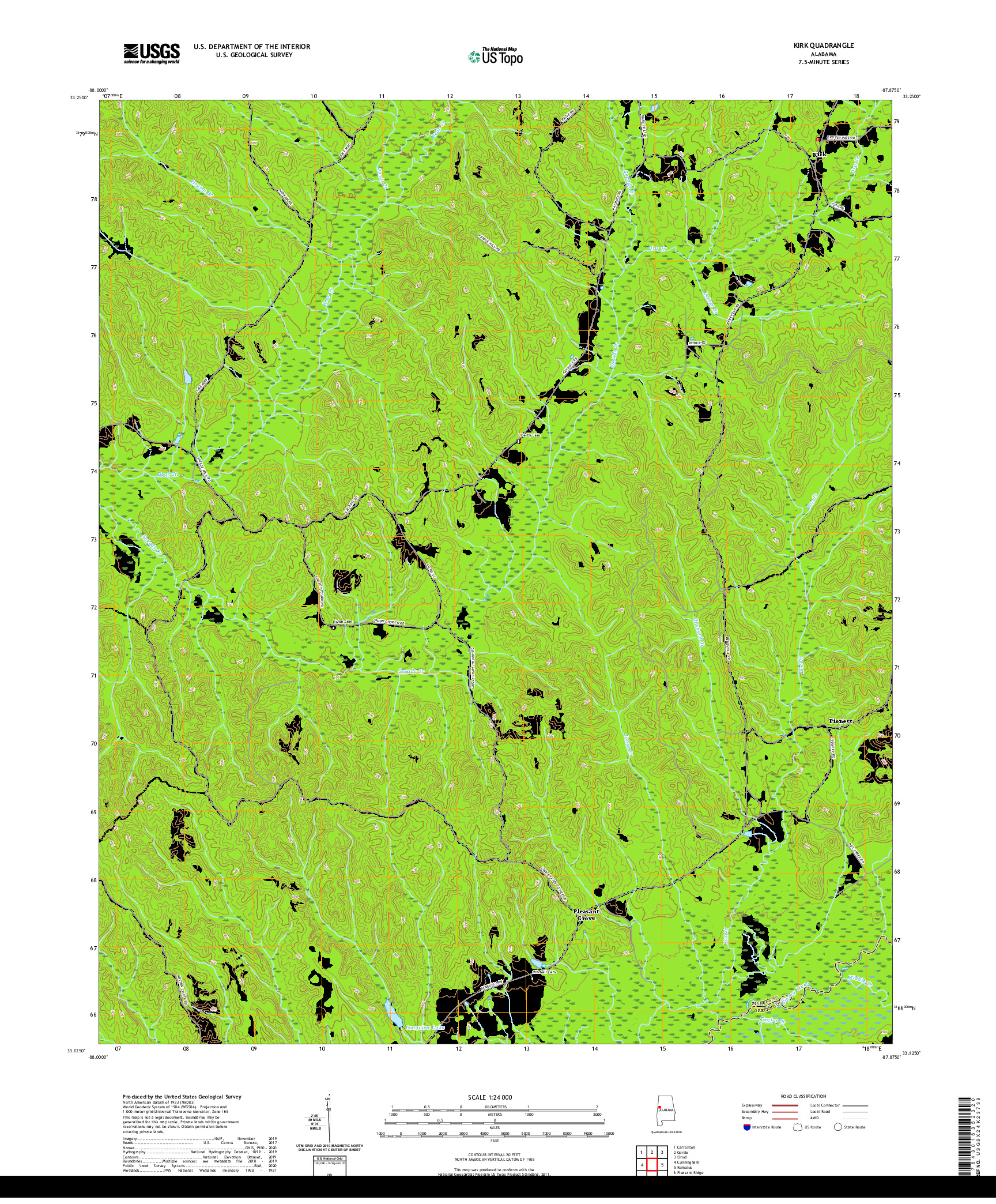 USGS US TOPO 7.5-MINUTE MAP FOR KIRK, AL 2020