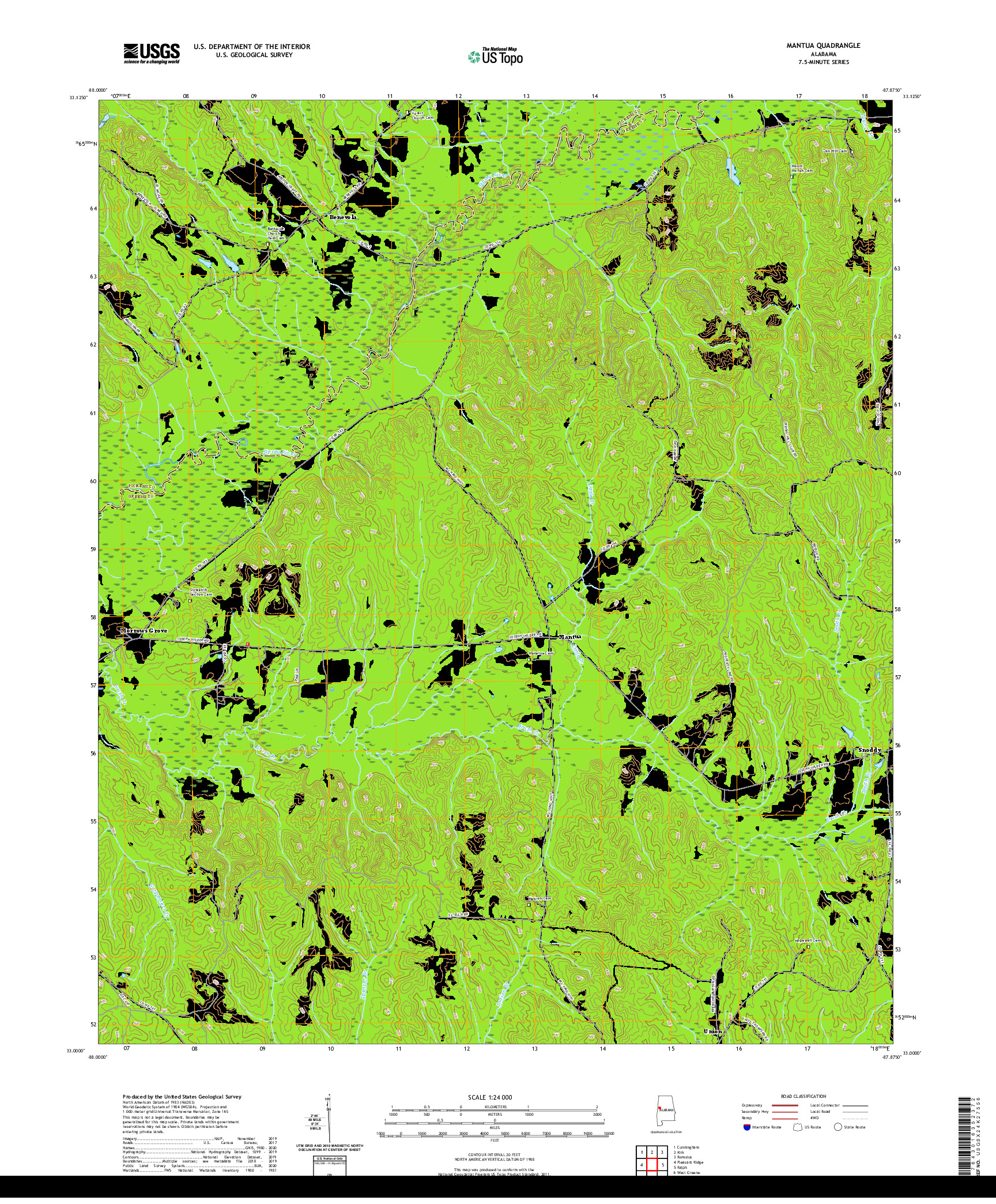 USGS US TOPO 7.5-MINUTE MAP FOR MANTUA, AL 2020