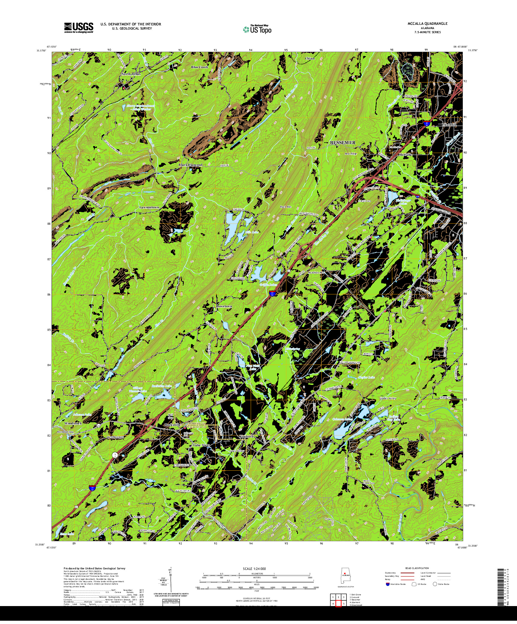 USGS US TOPO 7.5-MINUTE MAP FOR MCCALLA, AL 2020