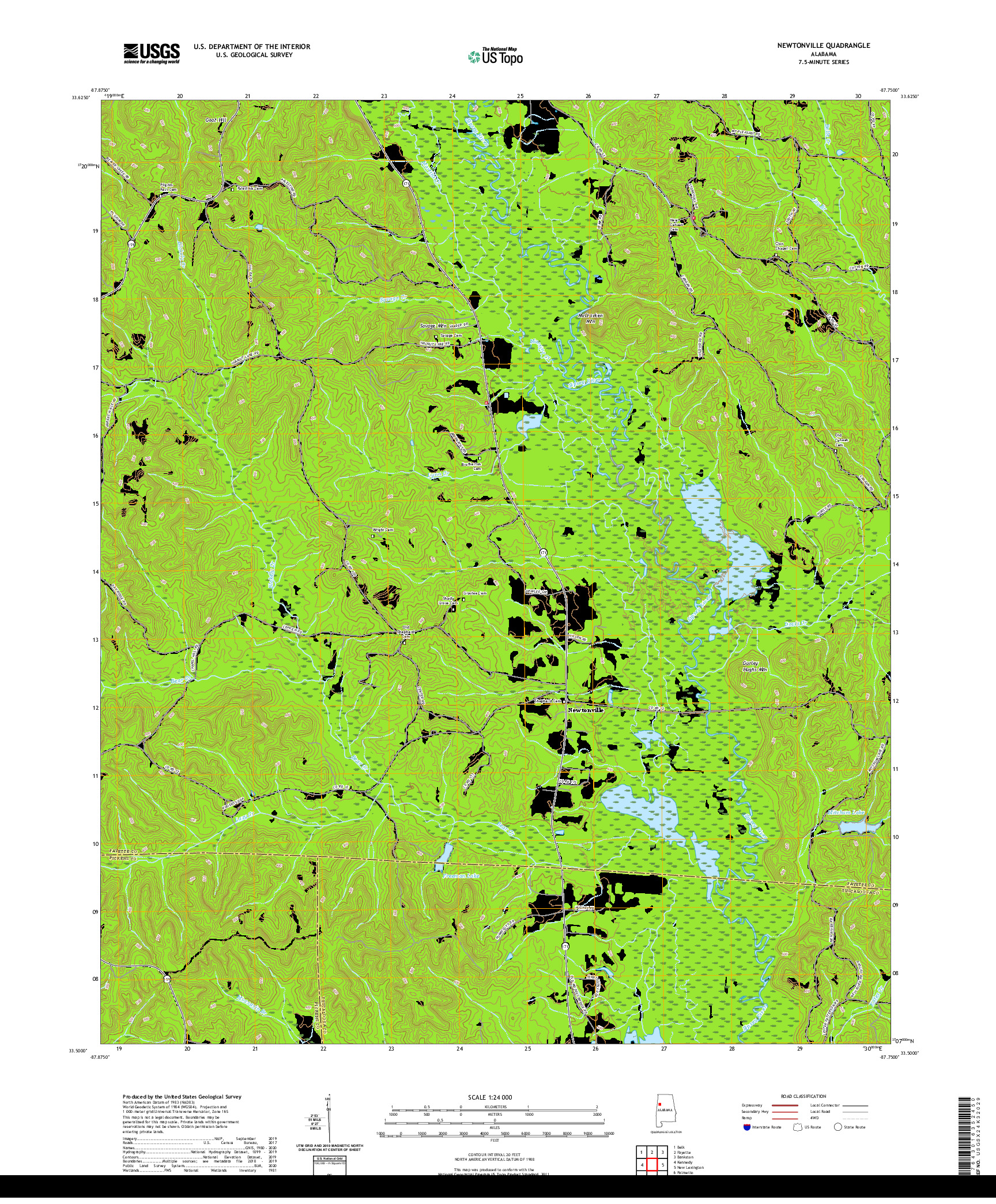 USGS US TOPO 7.5-MINUTE MAP FOR NEWTONVILLE, AL 2020