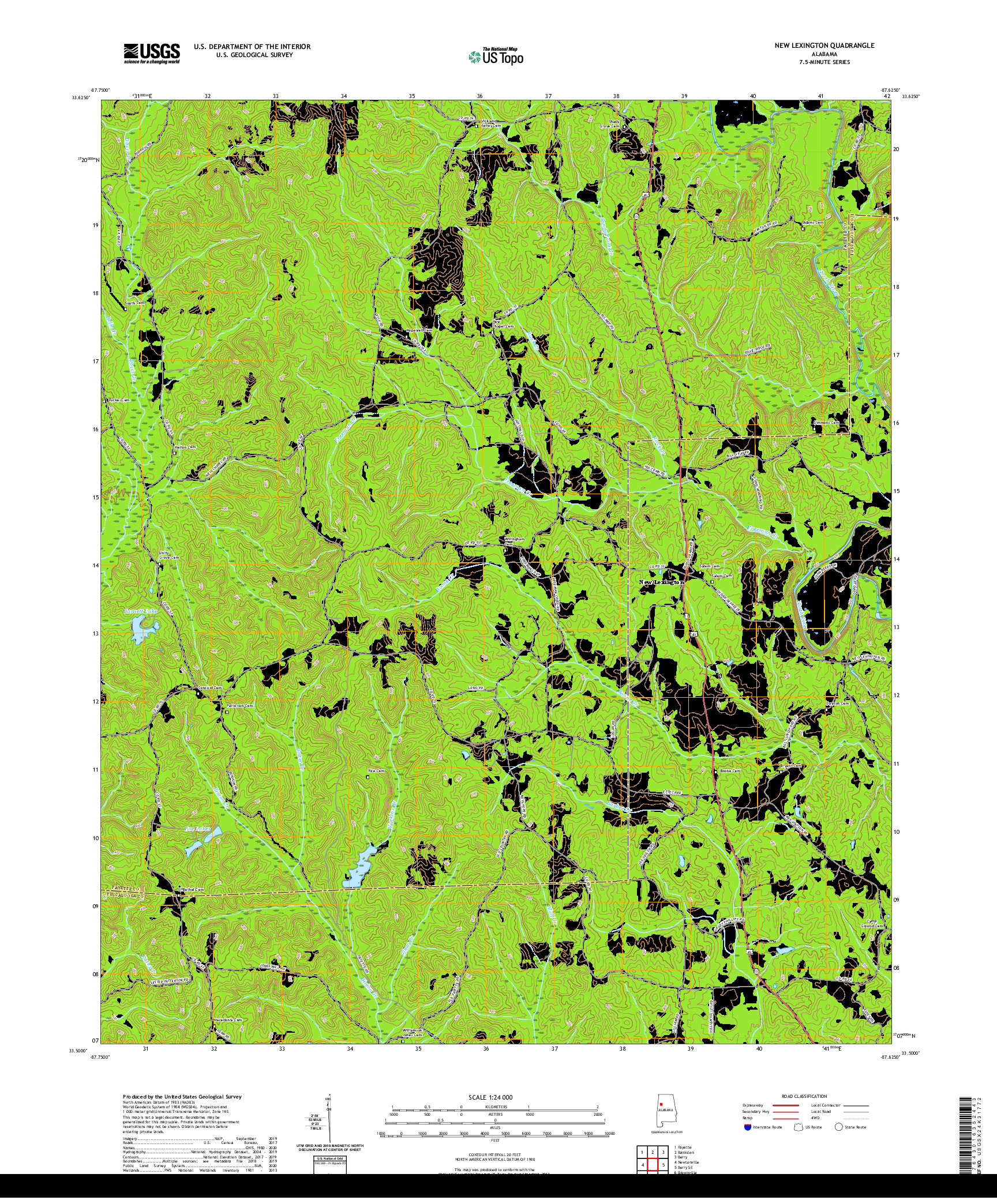 USGS US TOPO 7.5-MINUTE MAP FOR NEW LEXINGTON, AL 2020