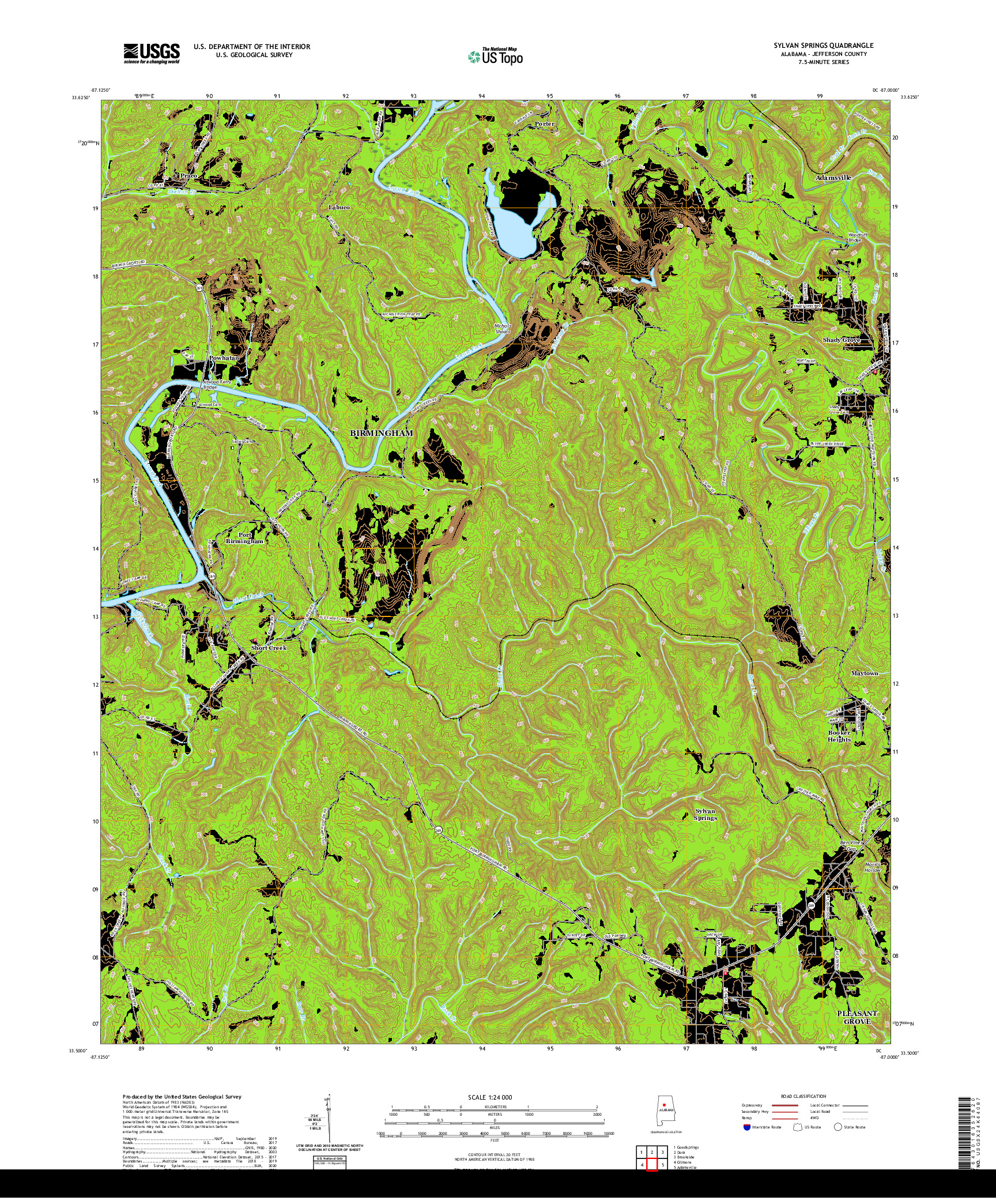 USGS US TOPO 7.5-MINUTE MAP FOR SYLVAN SPRINGS, AL 2020