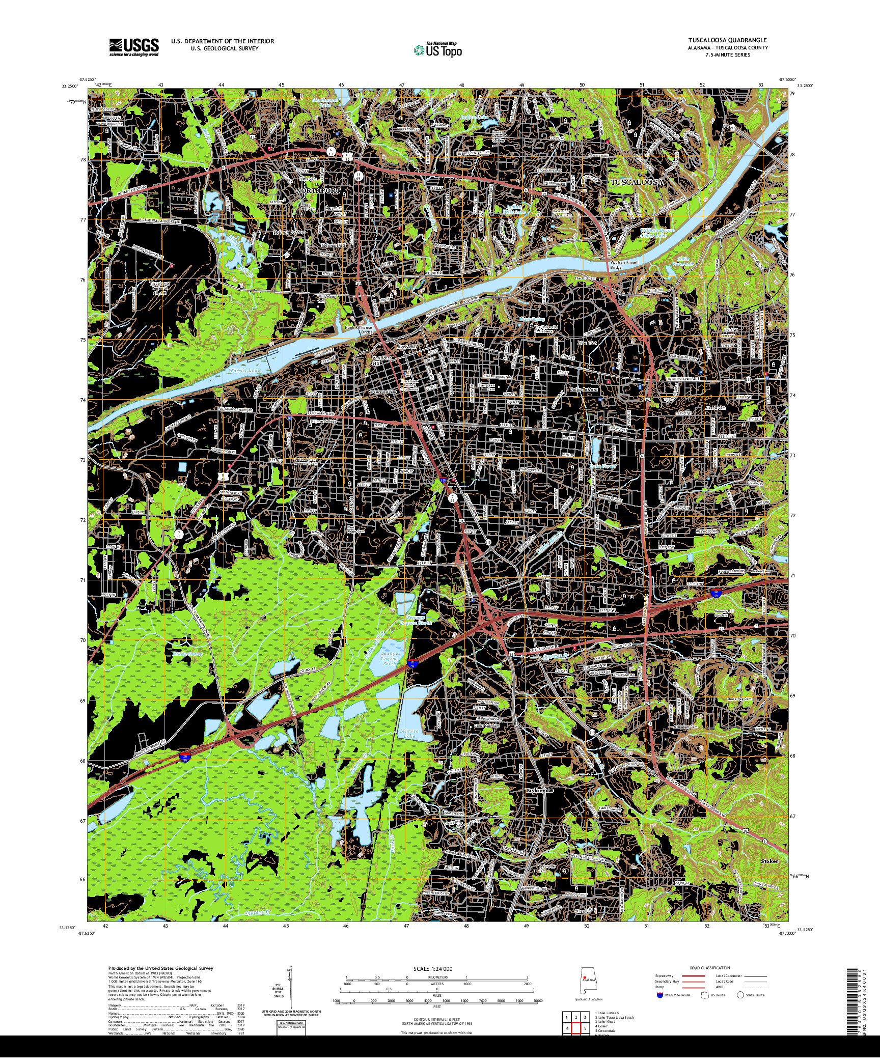 USGS US TOPO 7.5-MINUTE MAP FOR TUSCALOOSA, AL 2020