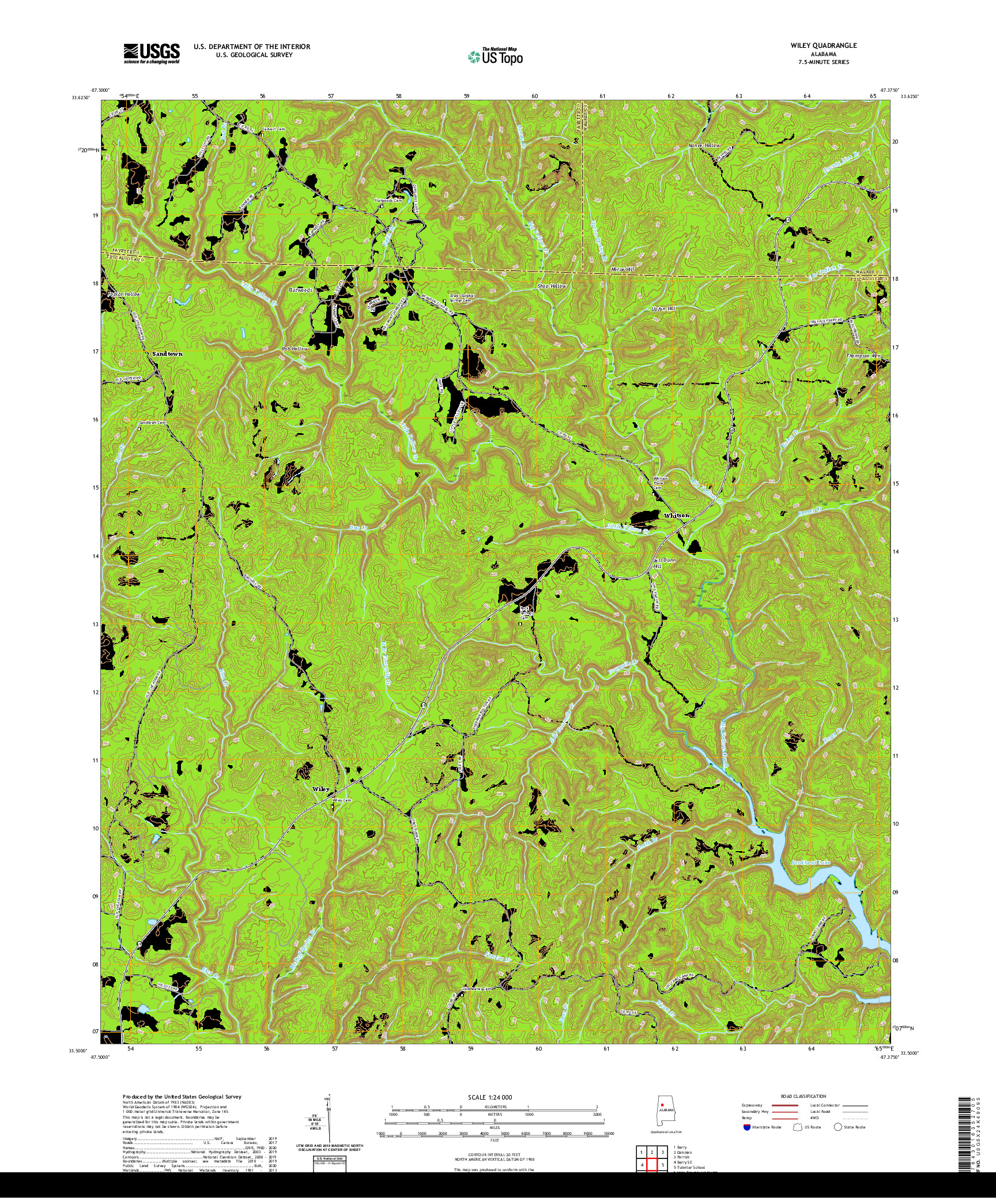 USGS US TOPO 7.5-MINUTE MAP FOR WILEY, AL 2020
