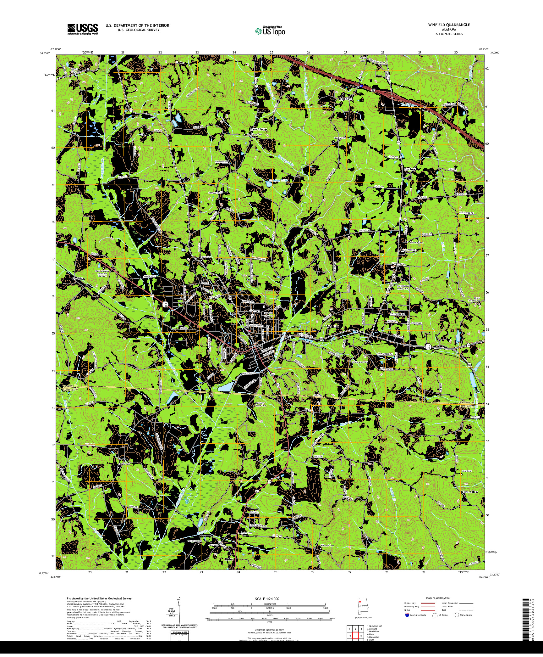 USGS US TOPO 7.5-MINUTE MAP FOR WINFIELD, AL 2020