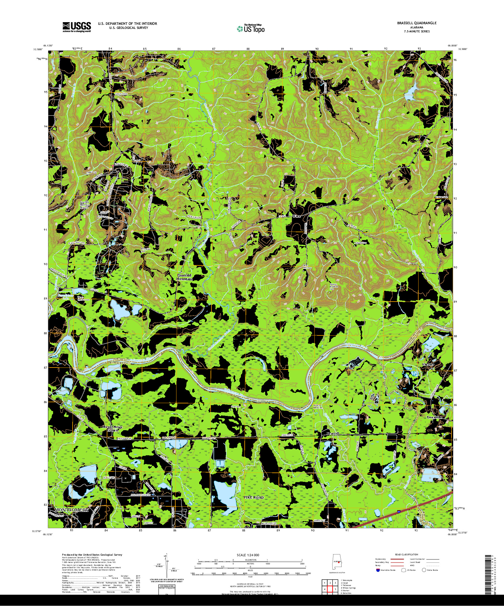 USGS US TOPO 7.5-MINUTE MAP FOR BRASSELL, AL 2020