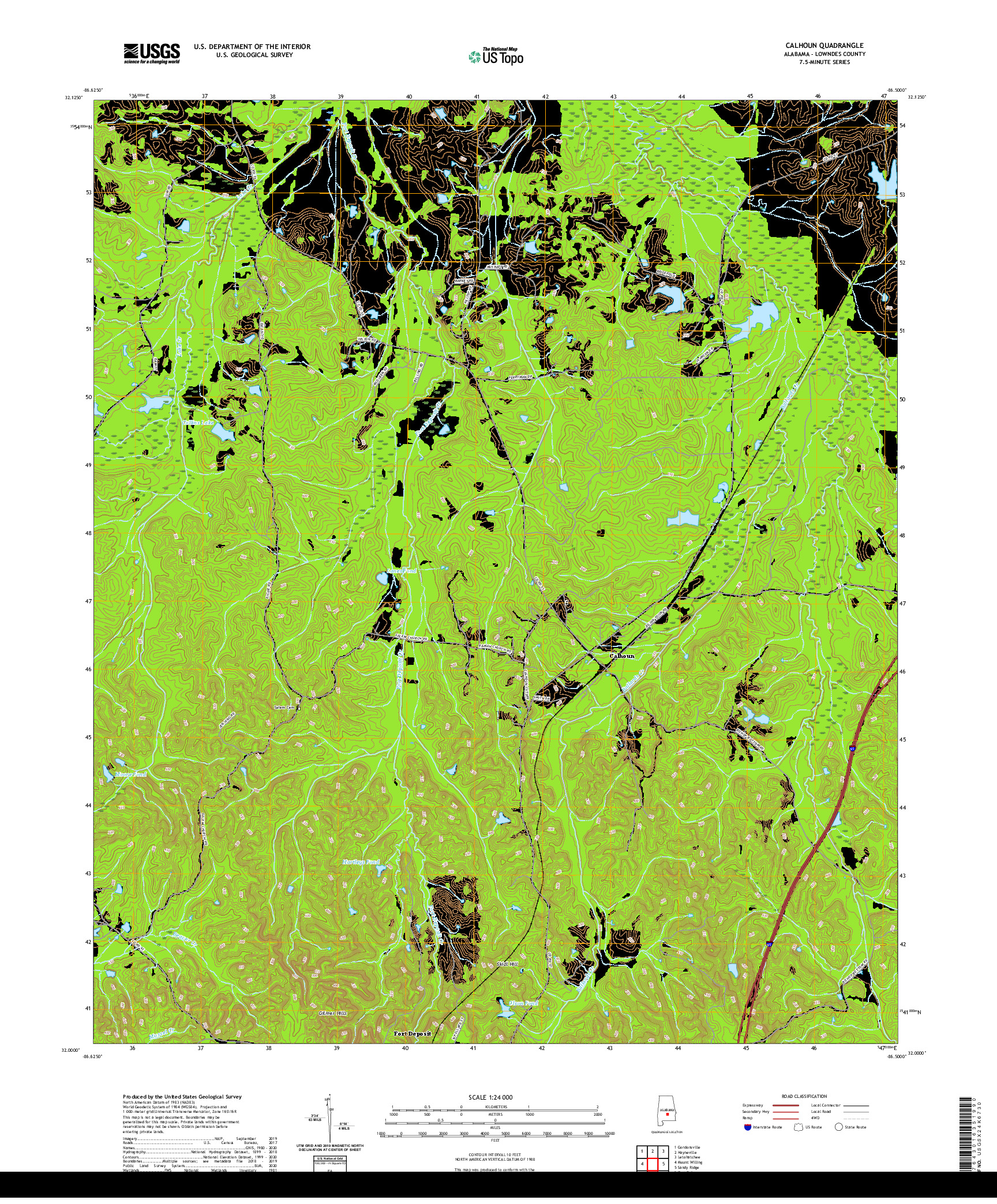 USGS US TOPO 7.5-MINUTE MAP FOR CALHOUN, AL 2020