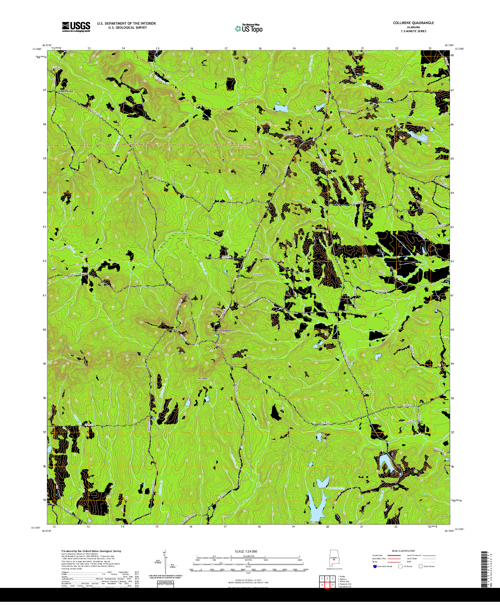 USGS US TOPO 7.5-MINUTE MAP FOR COLLIRENE, AL 2020