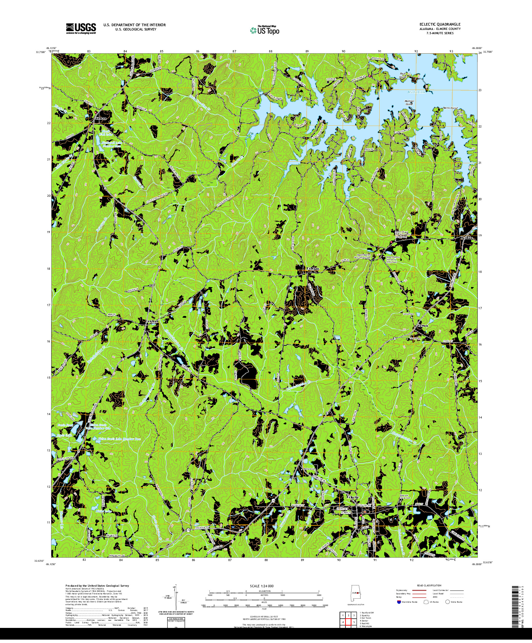 USGS US TOPO 7.5-MINUTE MAP FOR ECLECTIC, AL 2020