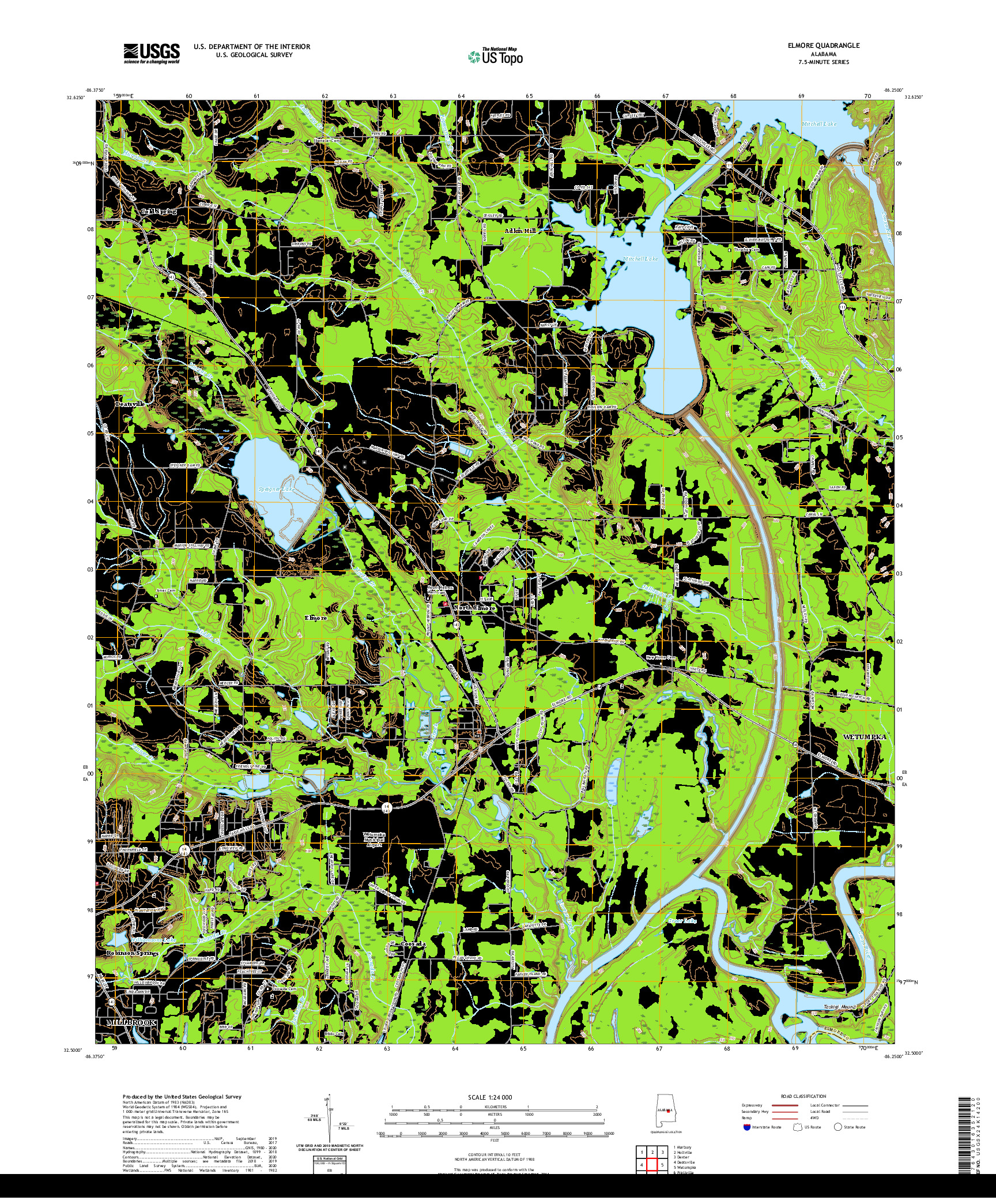 USGS US TOPO 7.5-MINUTE MAP FOR ELMORE, AL 2020