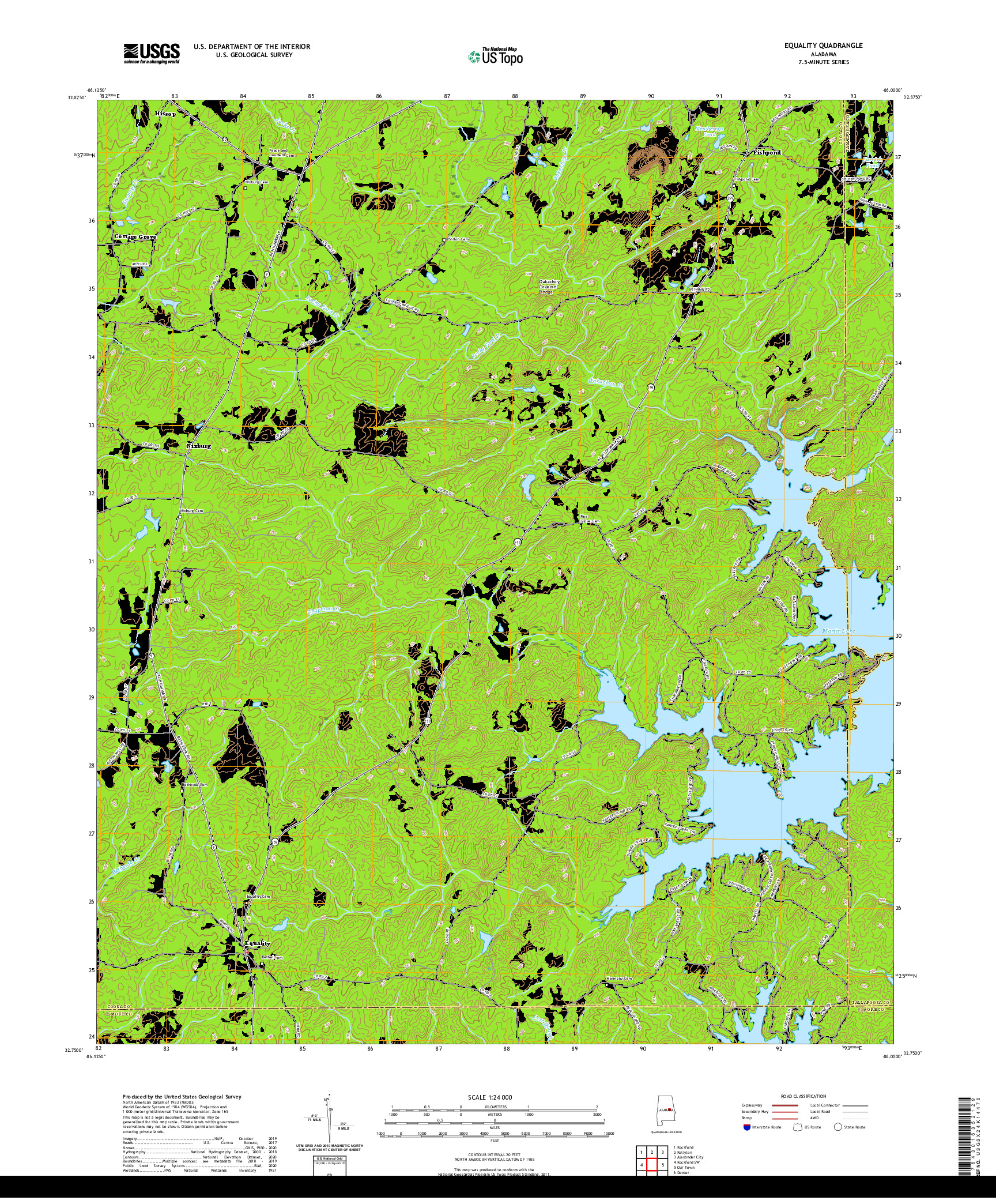 USGS US TOPO 7.5-MINUTE MAP FOR EQUALITY, AL 2020