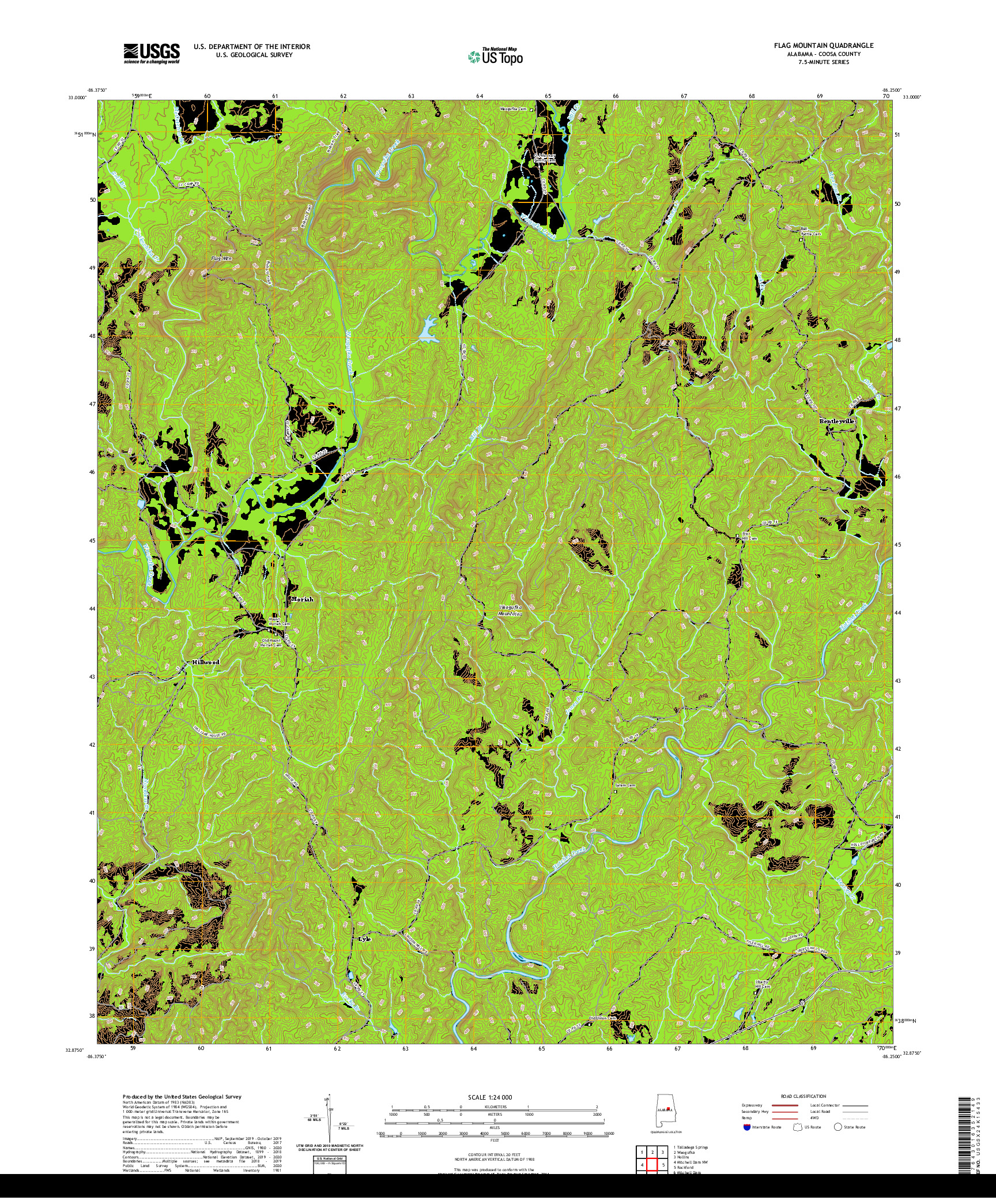 USGS US TOPO 7.5-MINUTE MAP FOR FLAG MOUNTAIN, AL 2020