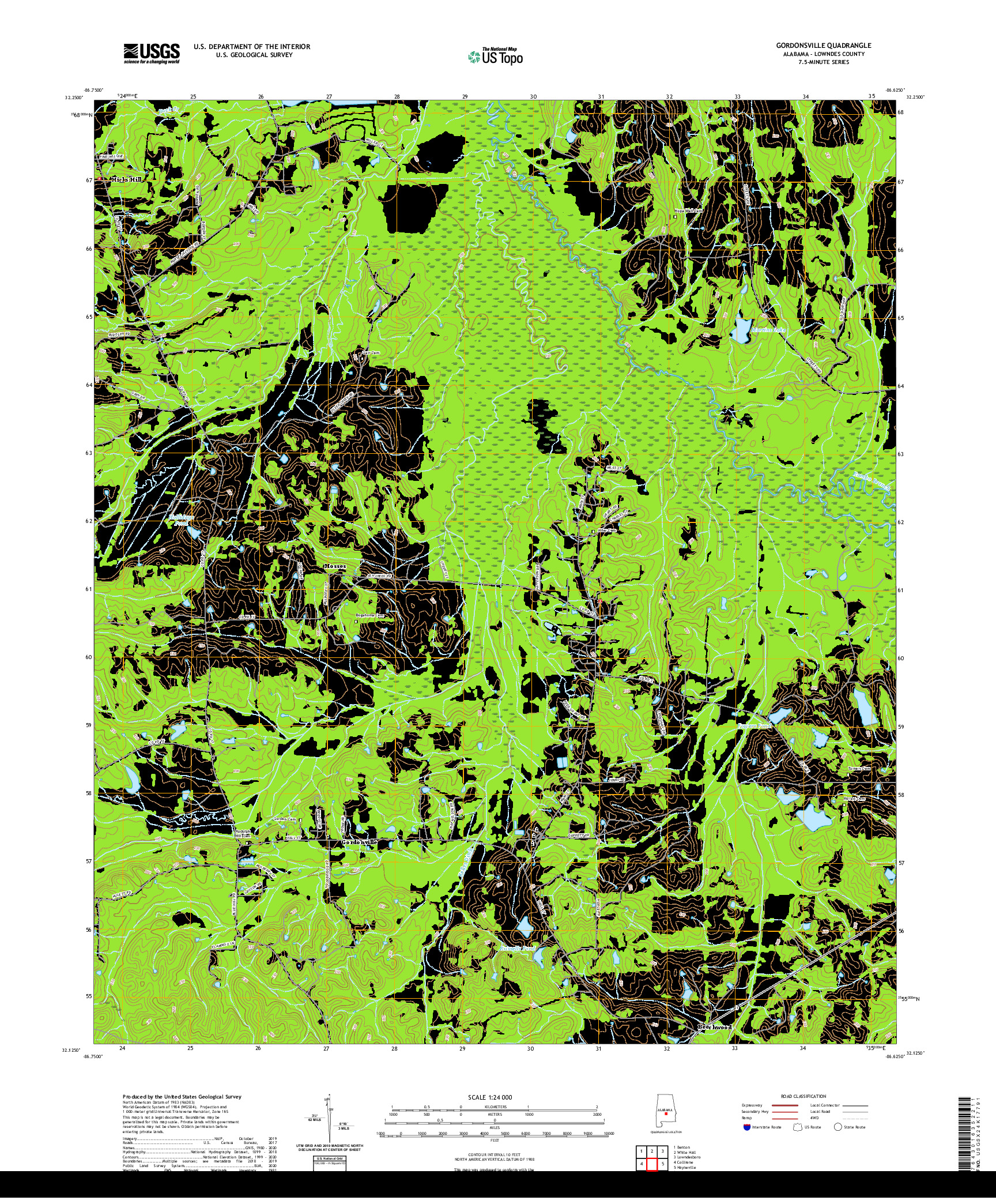 USGS US TOPO 7.5-MINUTE MAP FOR GORDONSVILLE, AL 2020