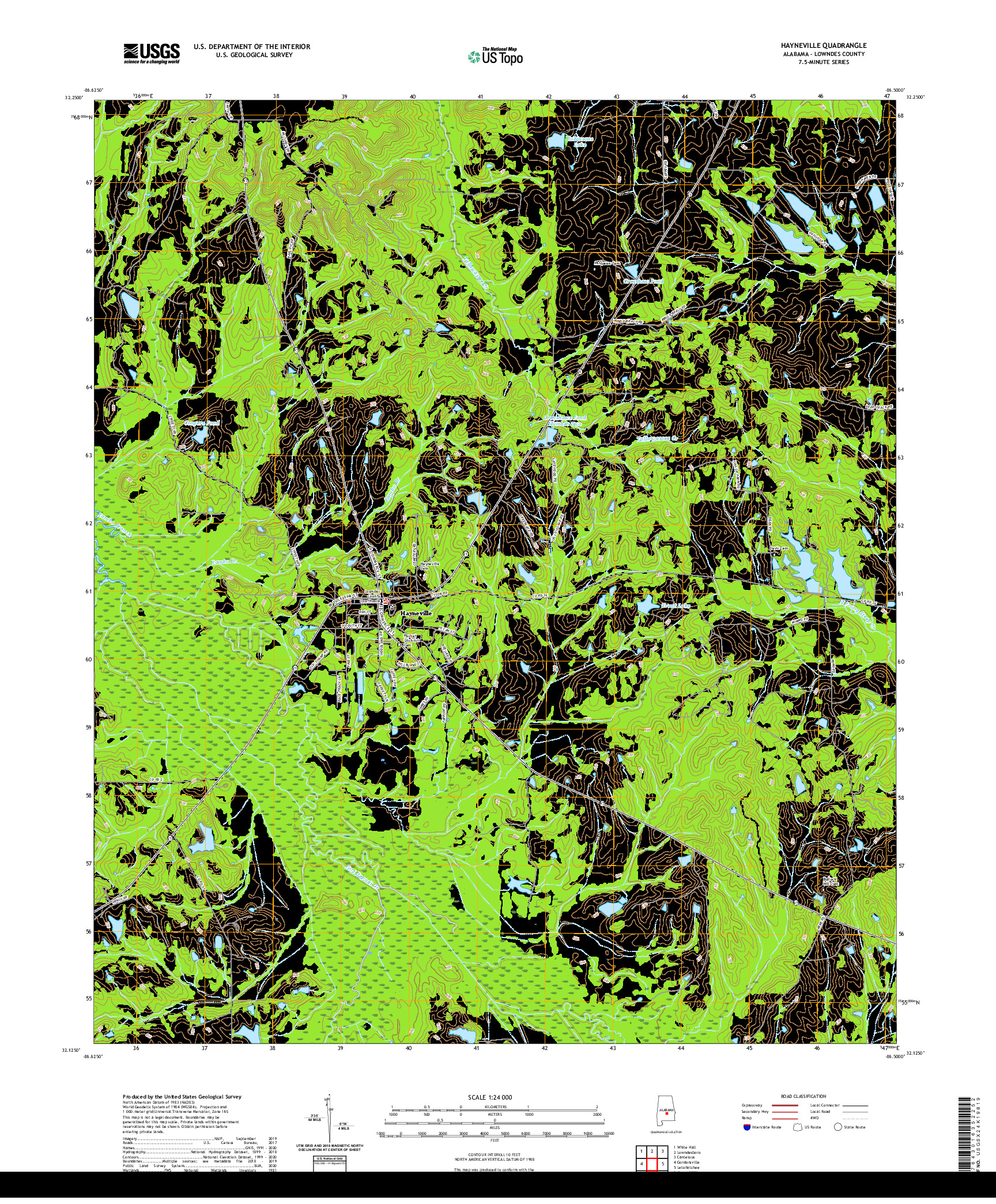 USGS US TOPO 7.5-MINUTE MAP FOR HAYNEVILLE, AL 2020