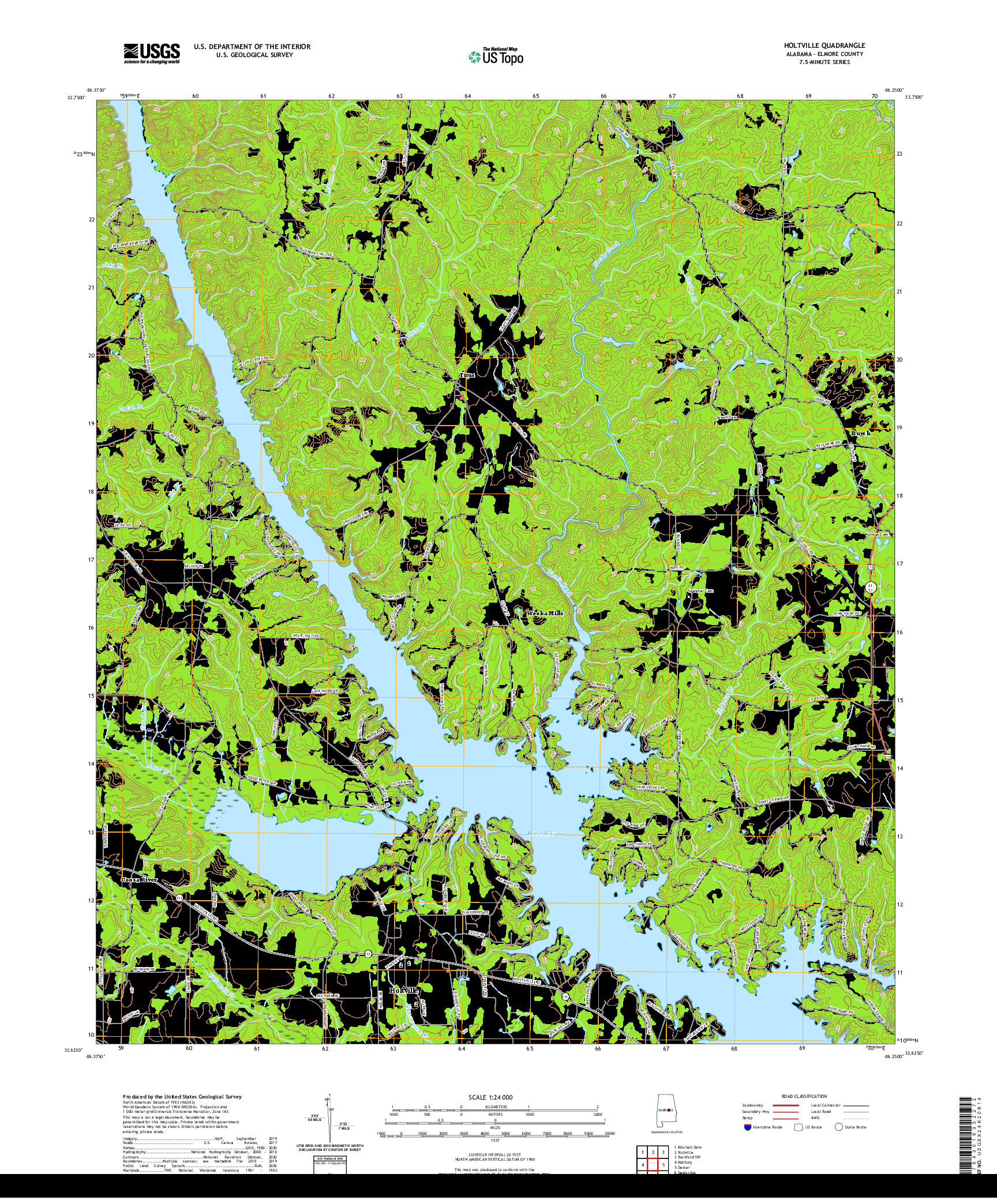 USGS US TOPO 7.5-MINUTE MAP FOR HOLTVILLE, AL 2020