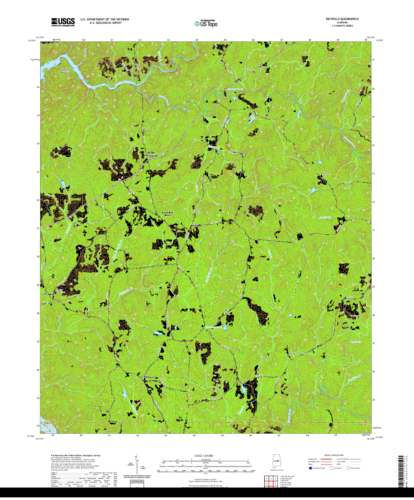 USGS US TOPO 7.5-MINUTE MAP FOR RICHVILLE, AL 2020