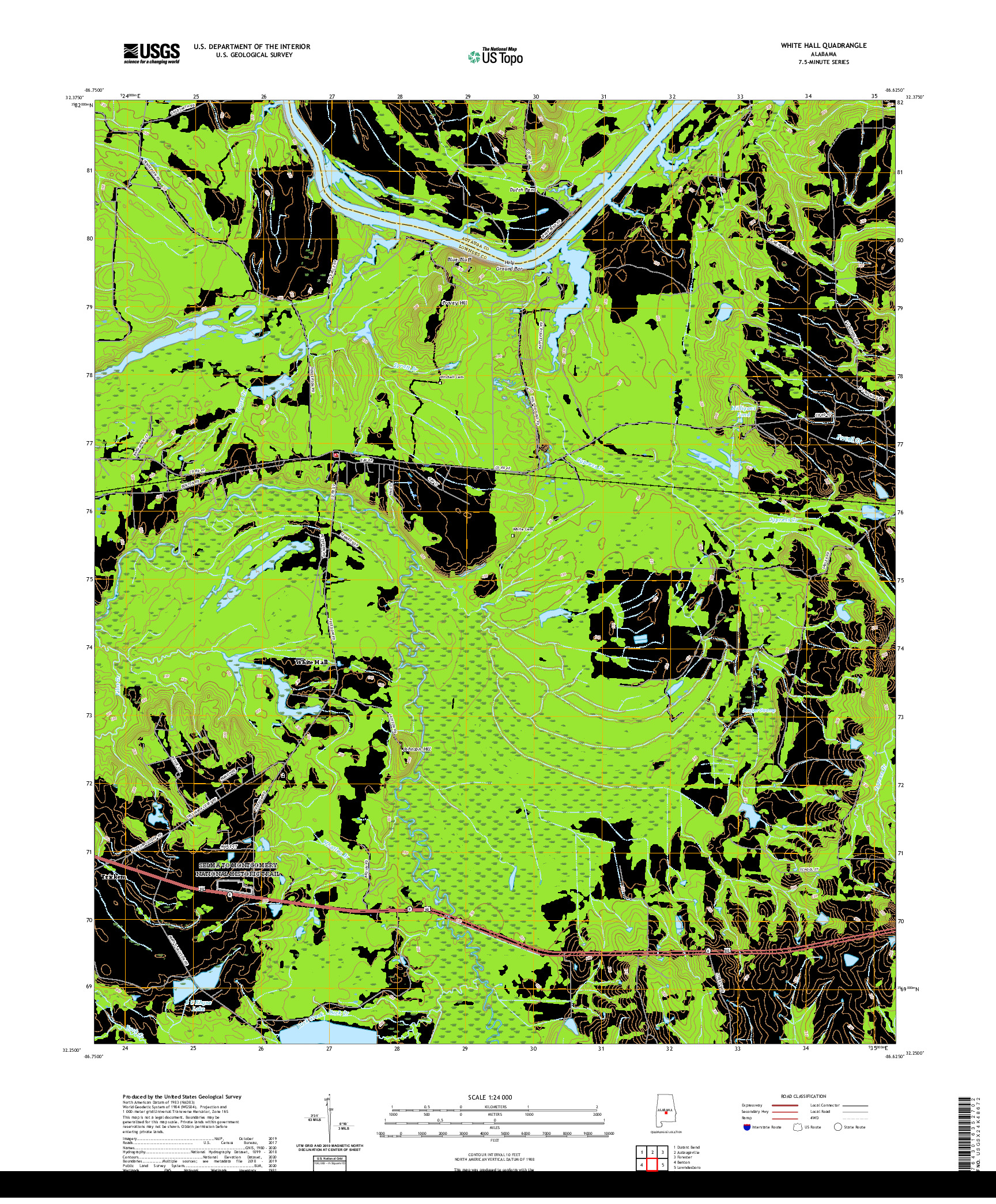 USGS US TOPO 7.5-MINUTE MAP FOR WHITE HALL, AL 2020