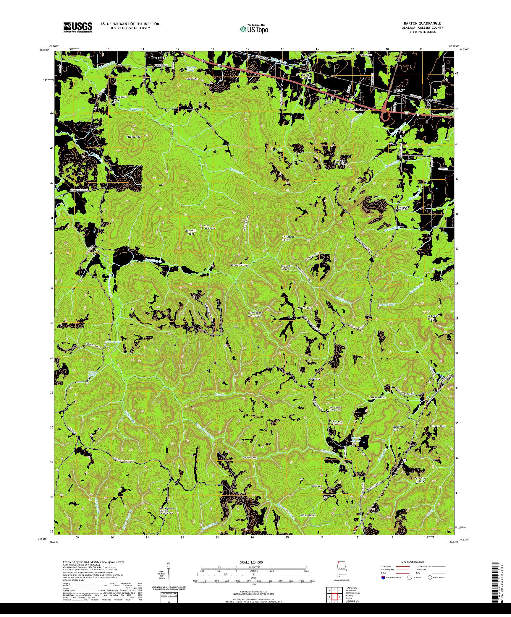 USGS US TOPO 7.5-MINUTE MAP FOR BARTON, AL 2020