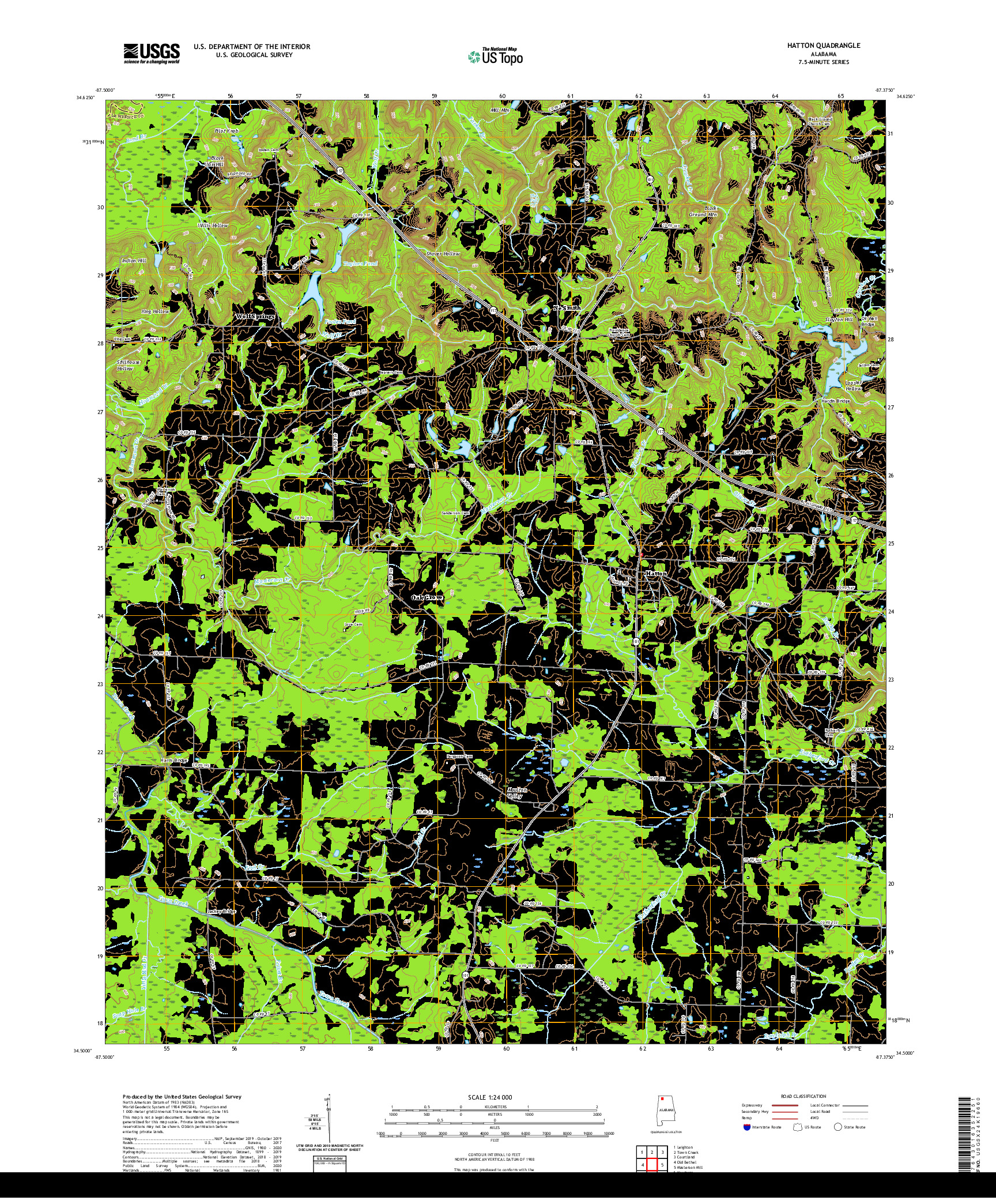 USGS US TOPO 7.5-MINUTE MAP FOR HATTON, AL 2020