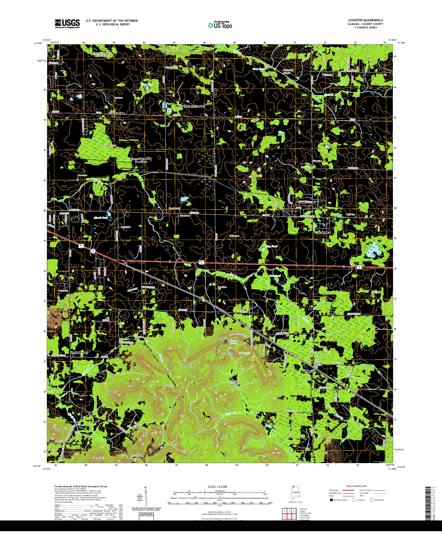 USGS US TOPO 7.5-MINUTE MAP FOR LEIGHTON, AL 2020