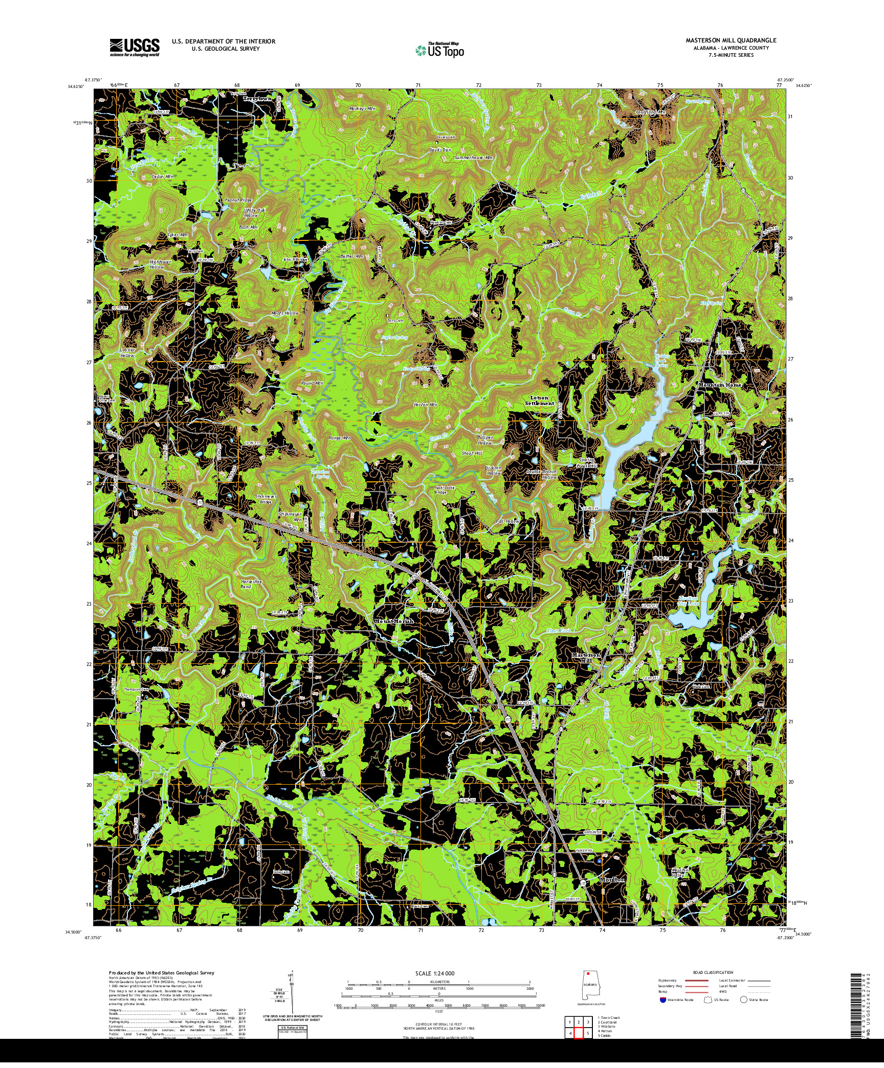 USGS US TOPO 7.5-MINUTE MAP FOR MASTERSON MILL, AL 2020