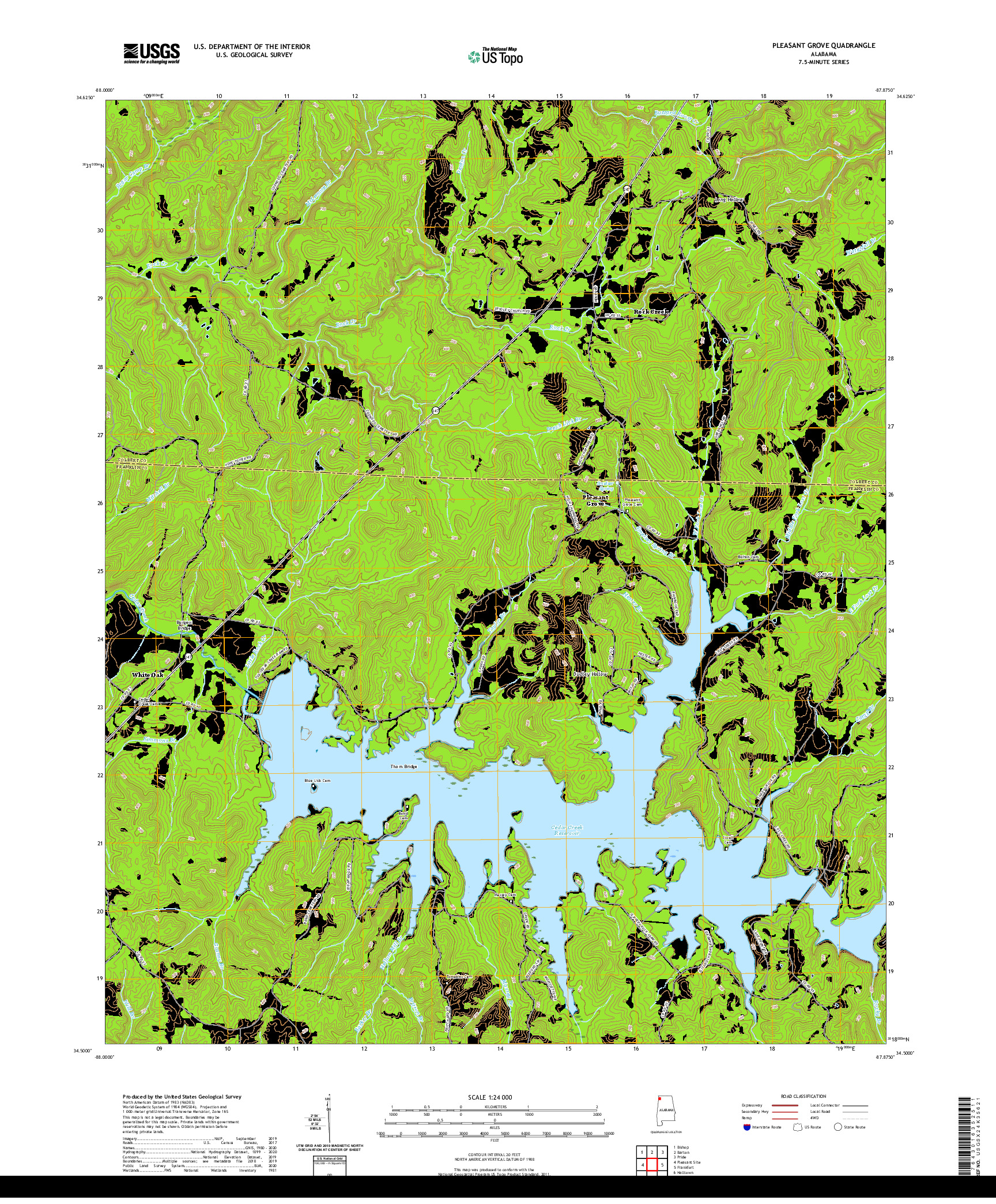 USGS US TOPO 7.5-MINUTE MAP FOR PLEASANT GROVE, AL 2020
