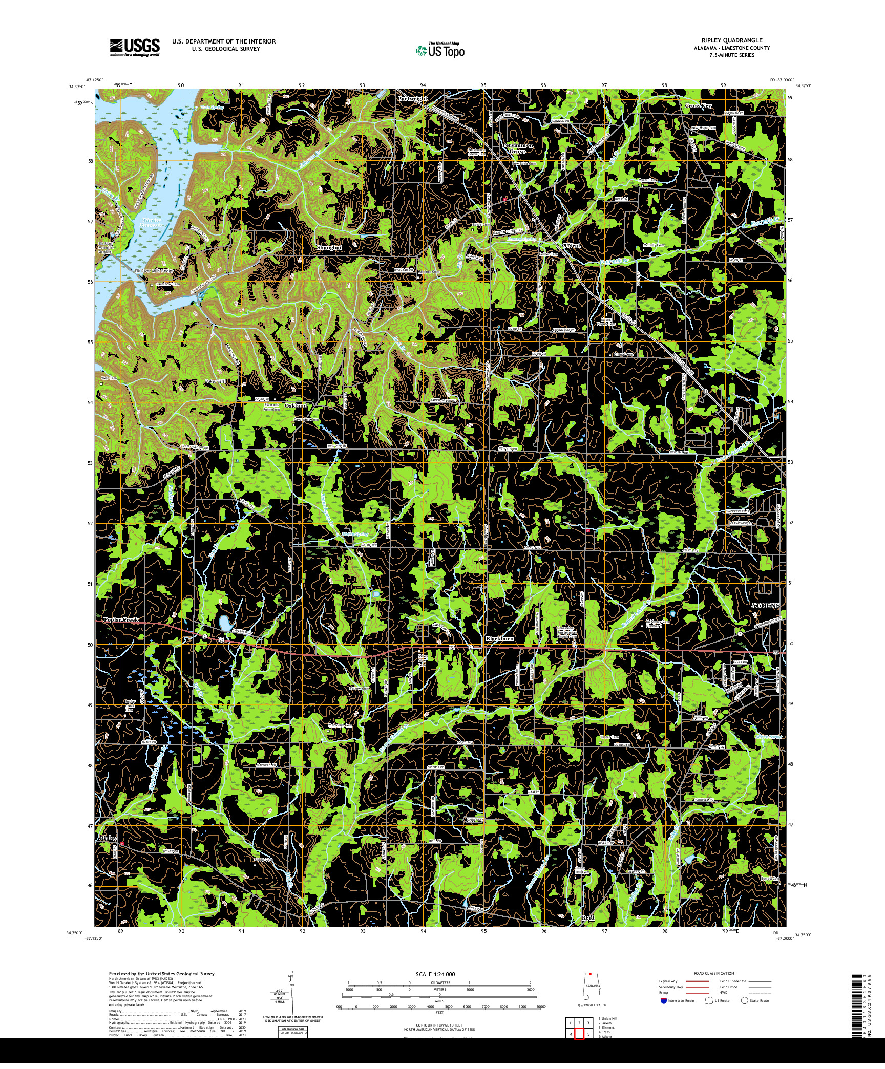 USGS US TOPO 7.5-MINUTE MAP FOR RIPLEY, AL 2020