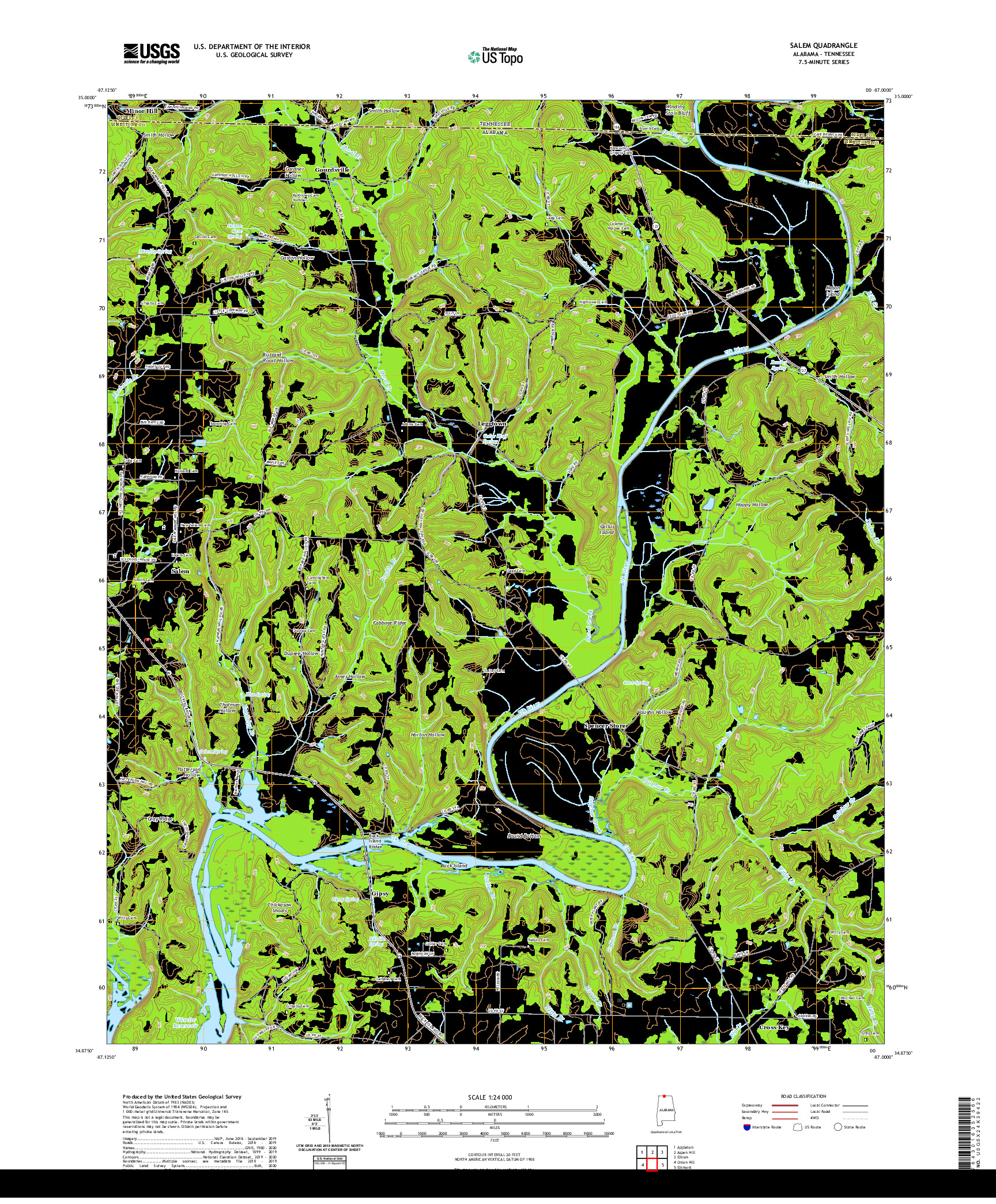 USGS US TOPO 7.5-MINUTE MAP FOR SALEM, AL,TN 2020