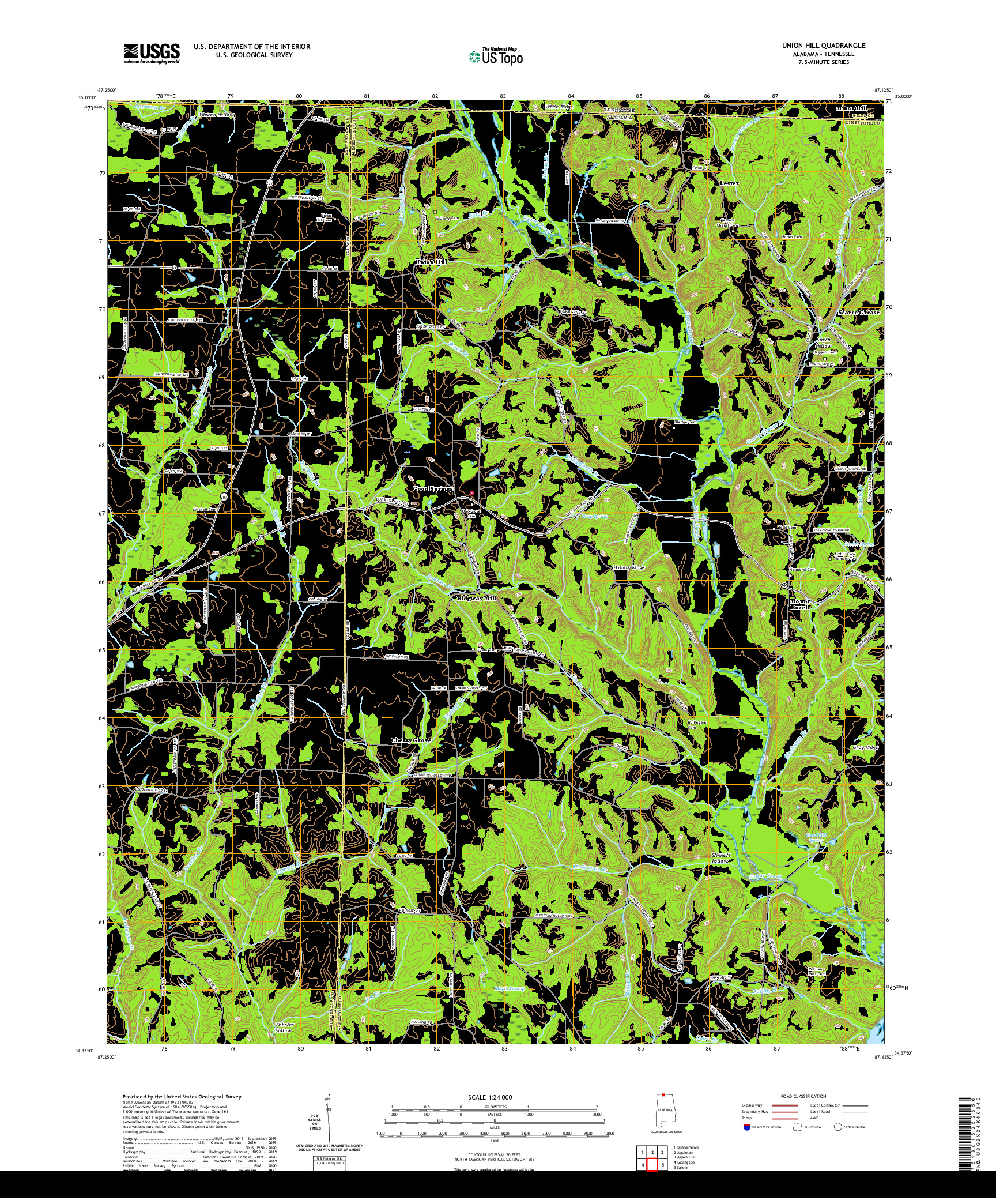 USGS US TOPO 7.5-MINUTE MAP FOR UNION HILL, AL,TN 2020