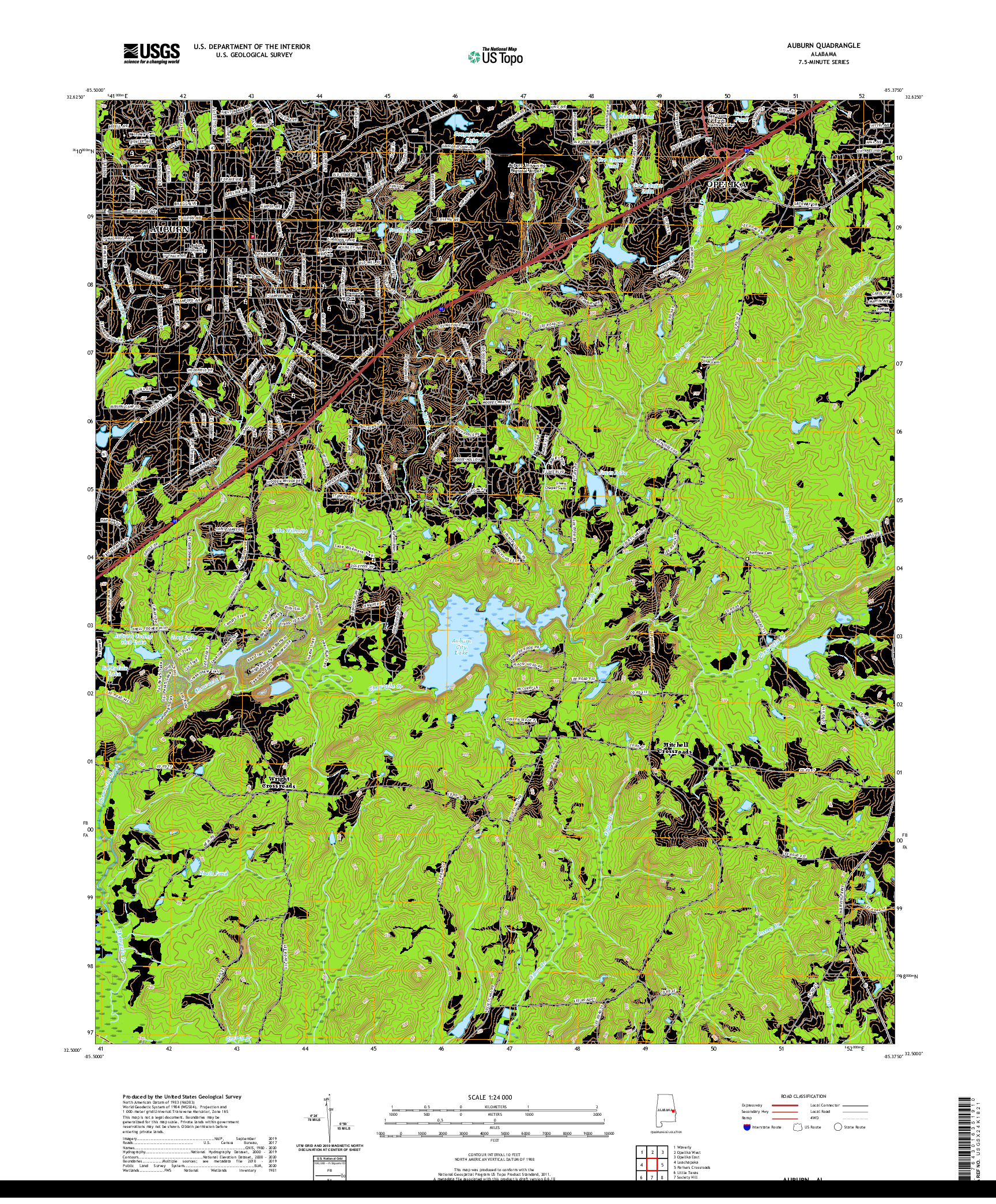 USGS US TOPO 7.5-MINUTE MAP FOR AUBURN, AL 2020