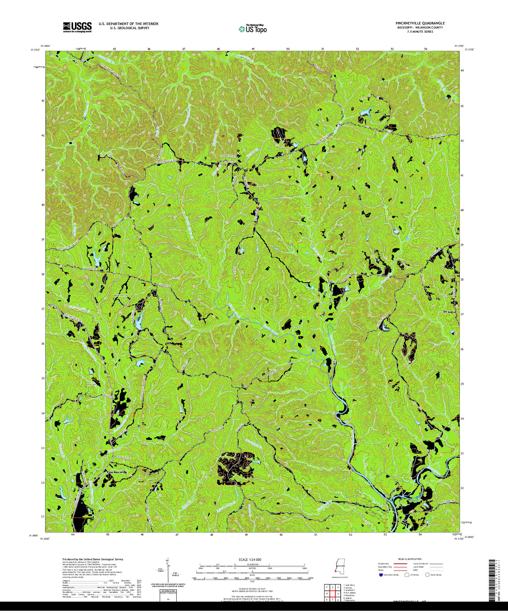 USGS US TOPO 7.5-MINUTE MAP FOR PINCKNEYVILLE, MS 2020