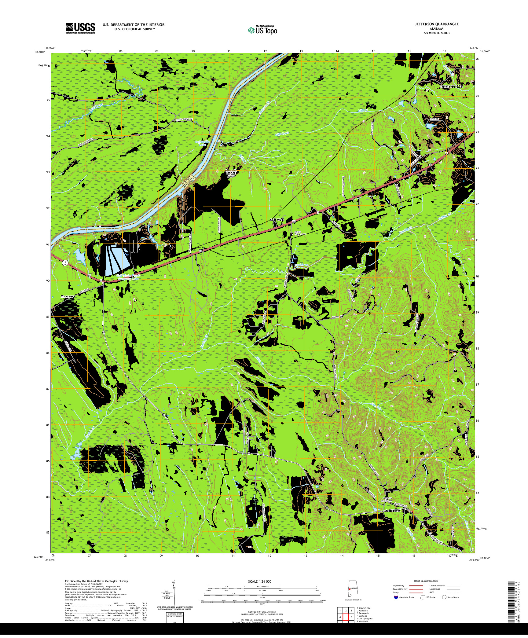 USGS US TOPO 7.5-MINUTE MAP FOR JEFFERSON, AL 2020