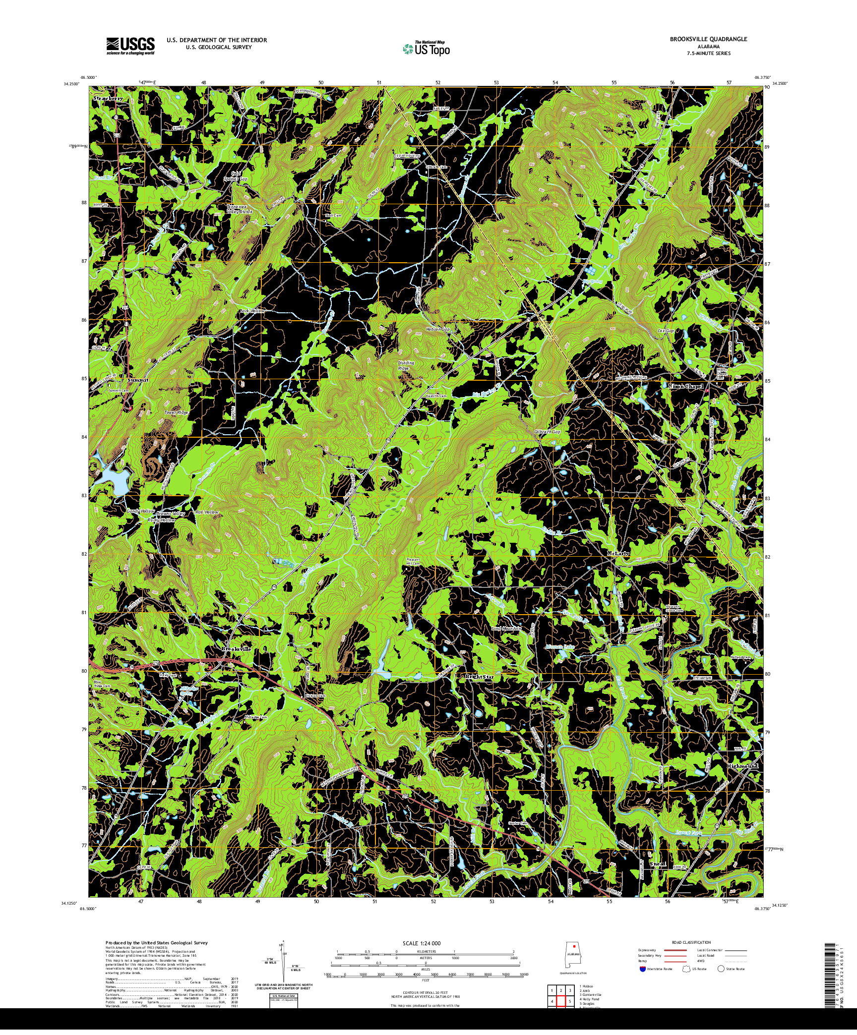 USGS US TOPO 7.5-MINUTE MAP FOR BROOKSVILLE, AL 2020