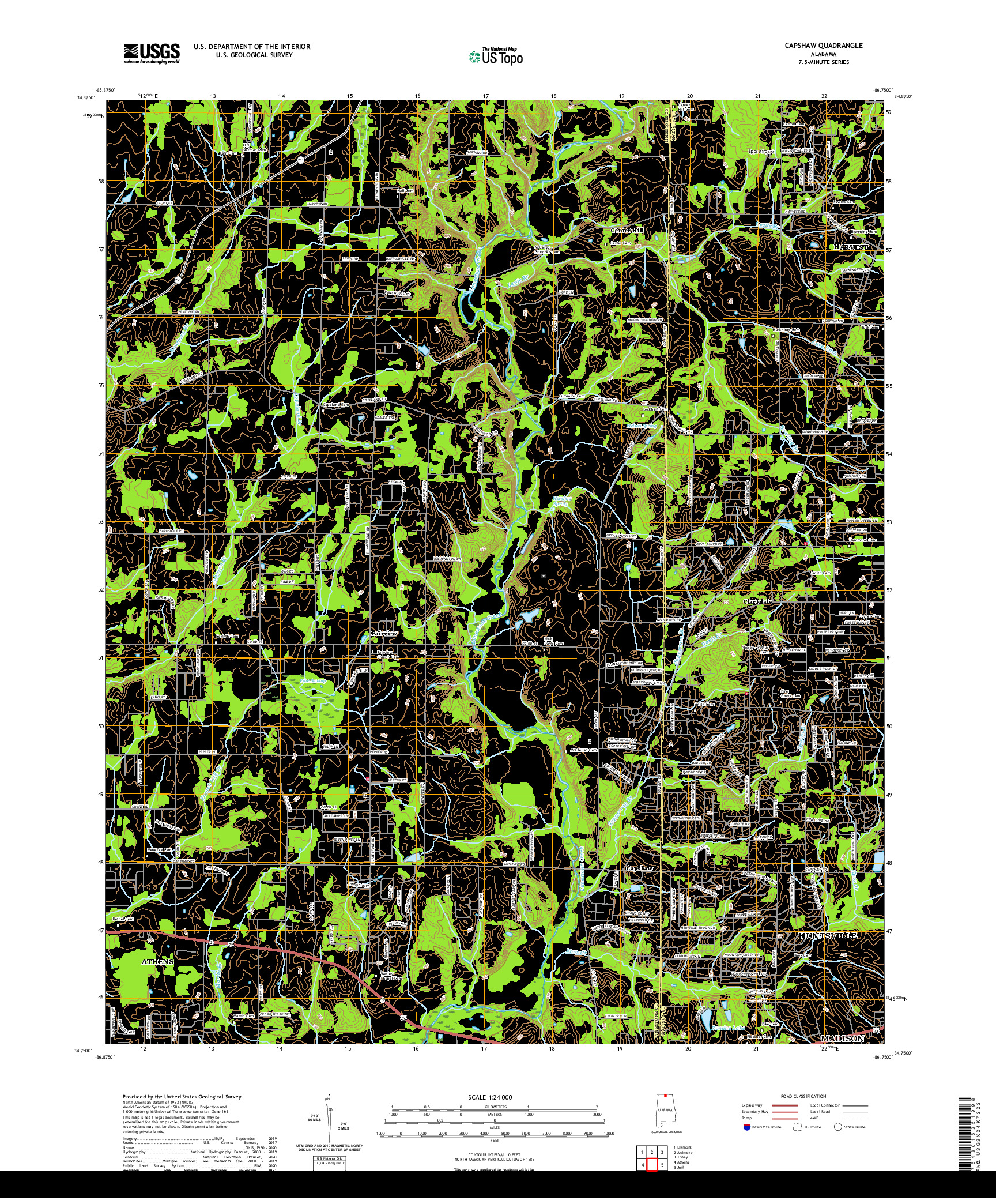 USGS US TOPO 7.5-MINUTE MAP FOR CAPSHAW, AL 2020