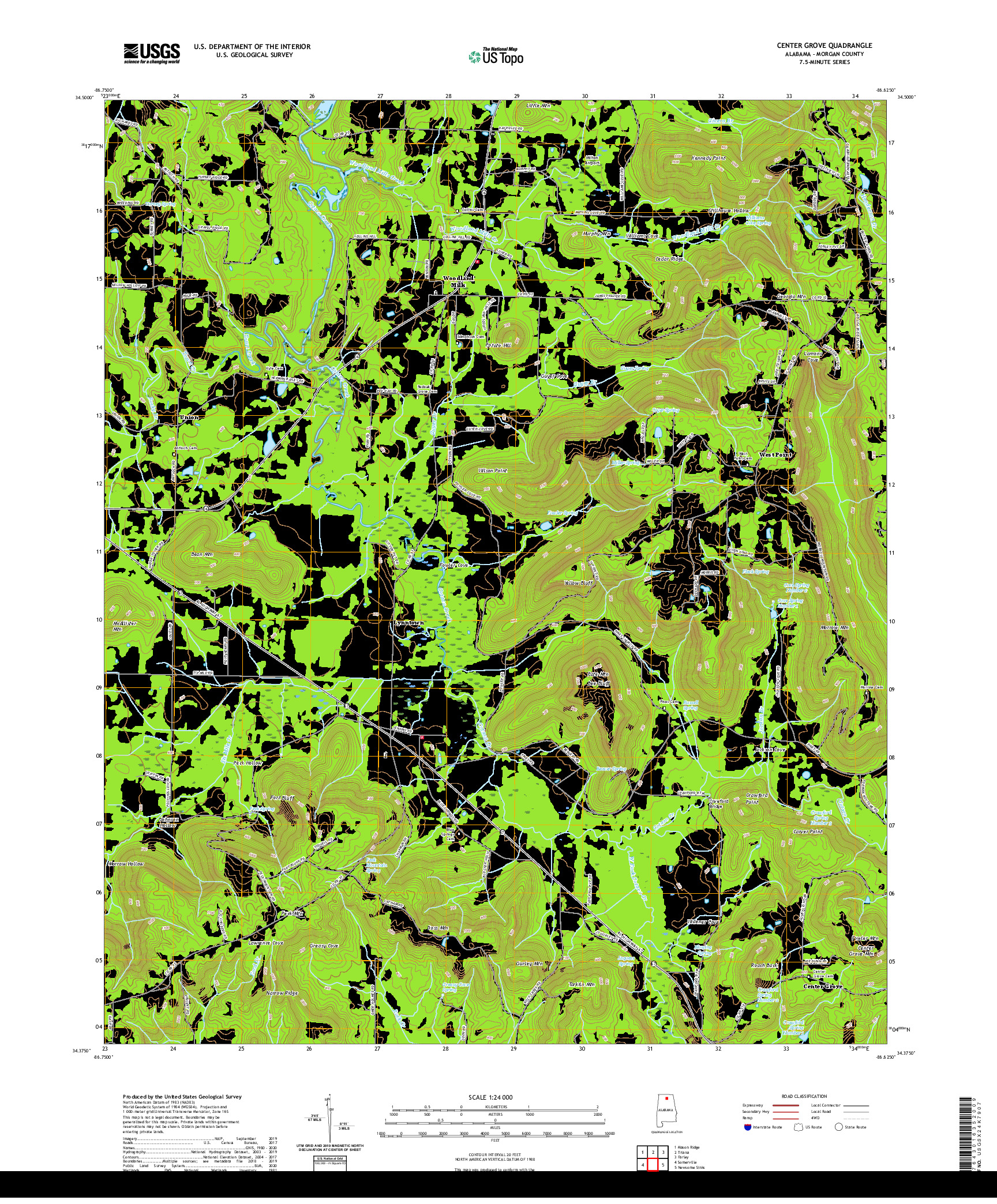 USGS US TOPO 7.5-MINUTE MAP FOR CENTER GROVE, AL 2020