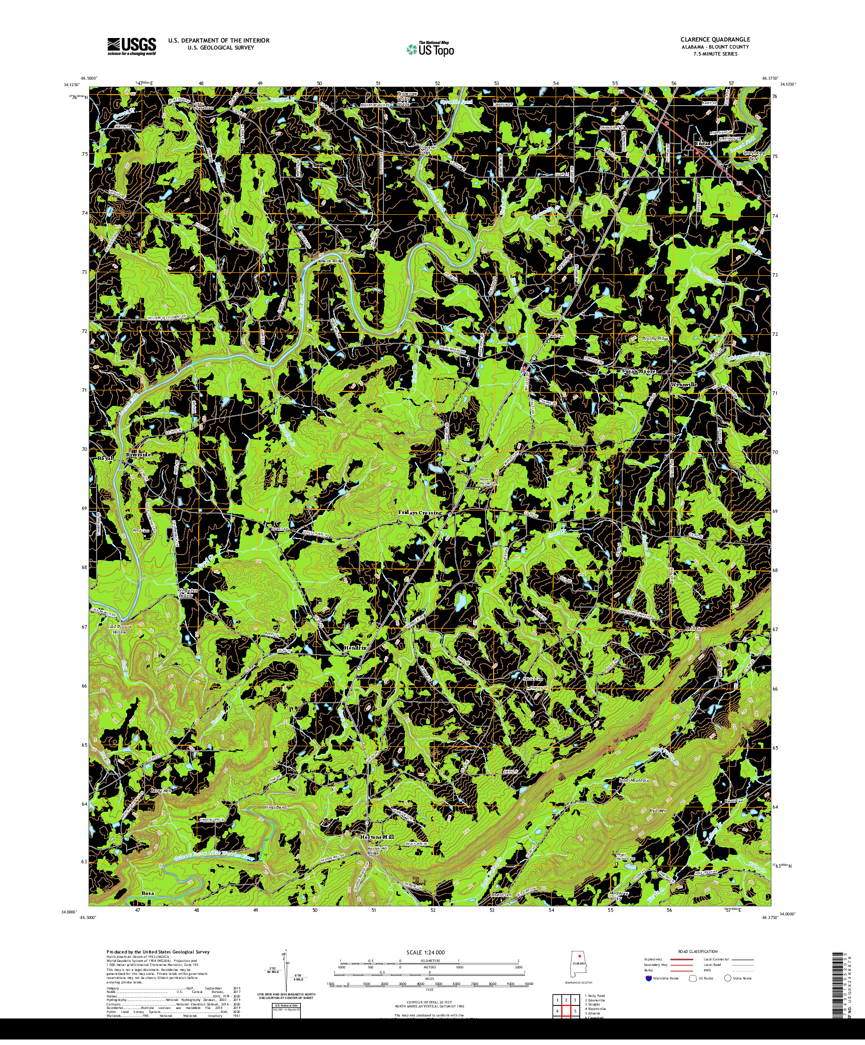 USGS US TOPO 7.5-MINUTE MAP FOR CLARENCE, AL 2020