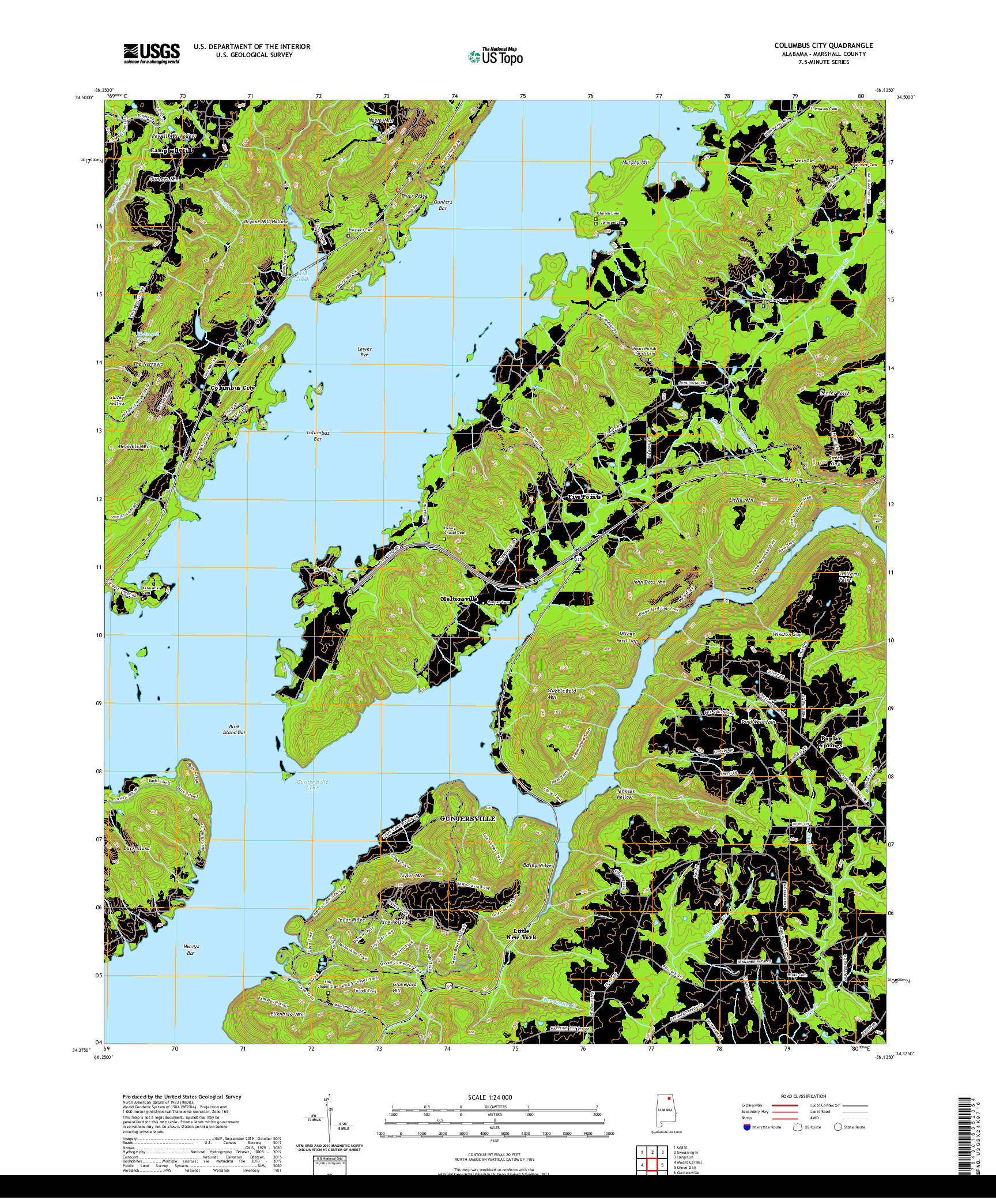 USGS US TOPO 7.5-MINUTE MAP FOR COLUMBUS CITY, AL 2020