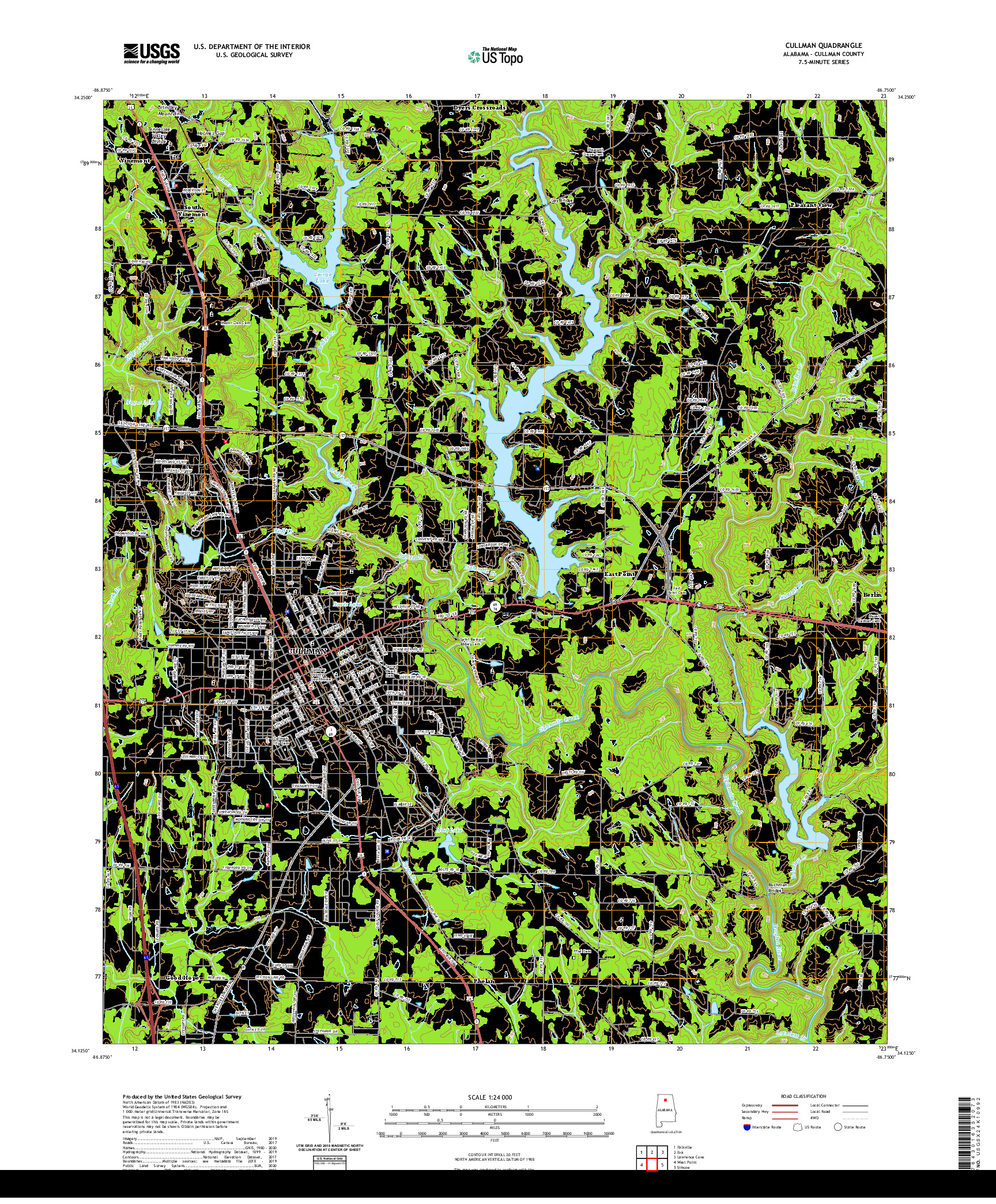 USGS US TOPO 7.5-MINUTE MAP FOR CULLMAN, AL 2020