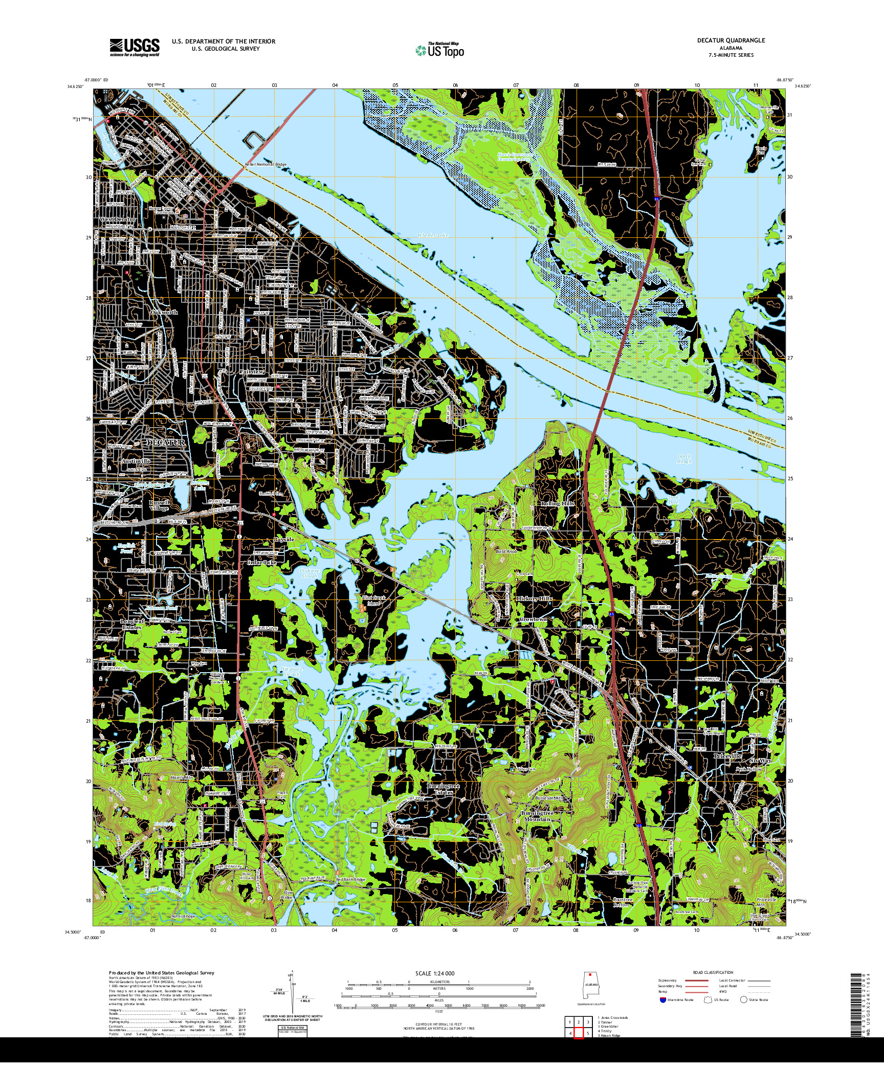 USGS US TOPO 7.5-MINUTE MAP FOR DECATUR, AL 2020