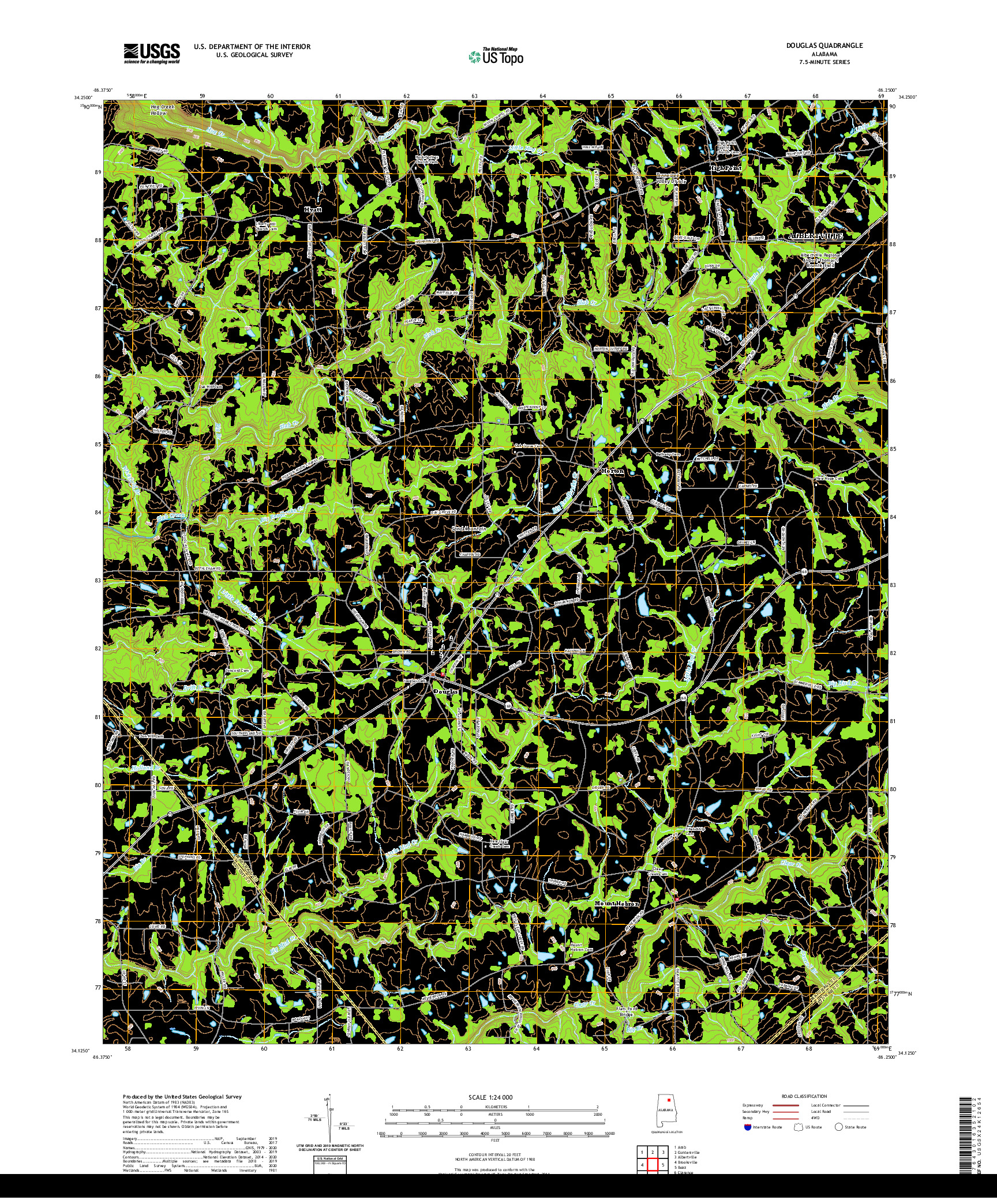 USGS US TOPO 7.5-MINUTE MAP FOR DOUGLAS, AL 2020