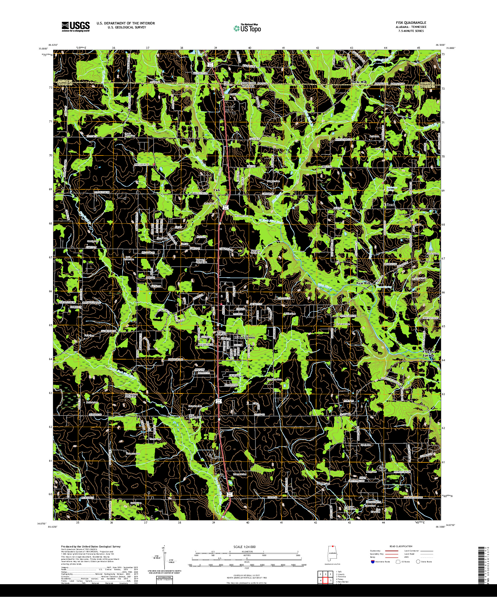 USGS US TOPO 7.5-MINUTE MAP FOR FISK, AL,TN 2020