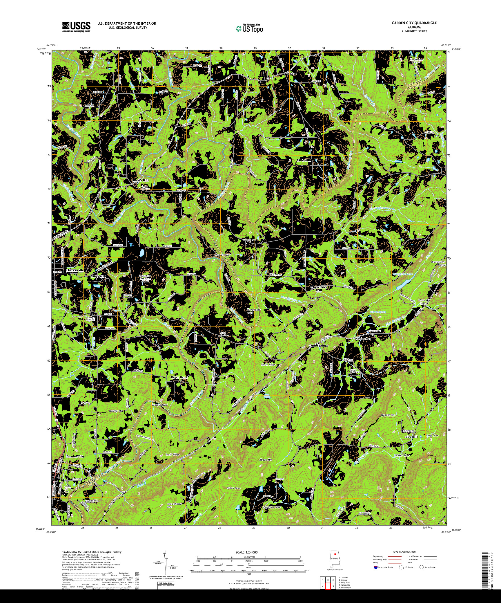 USGS US TOPO 7.5-MINUTE MAP FOR GARDEN CITY, AL 2020