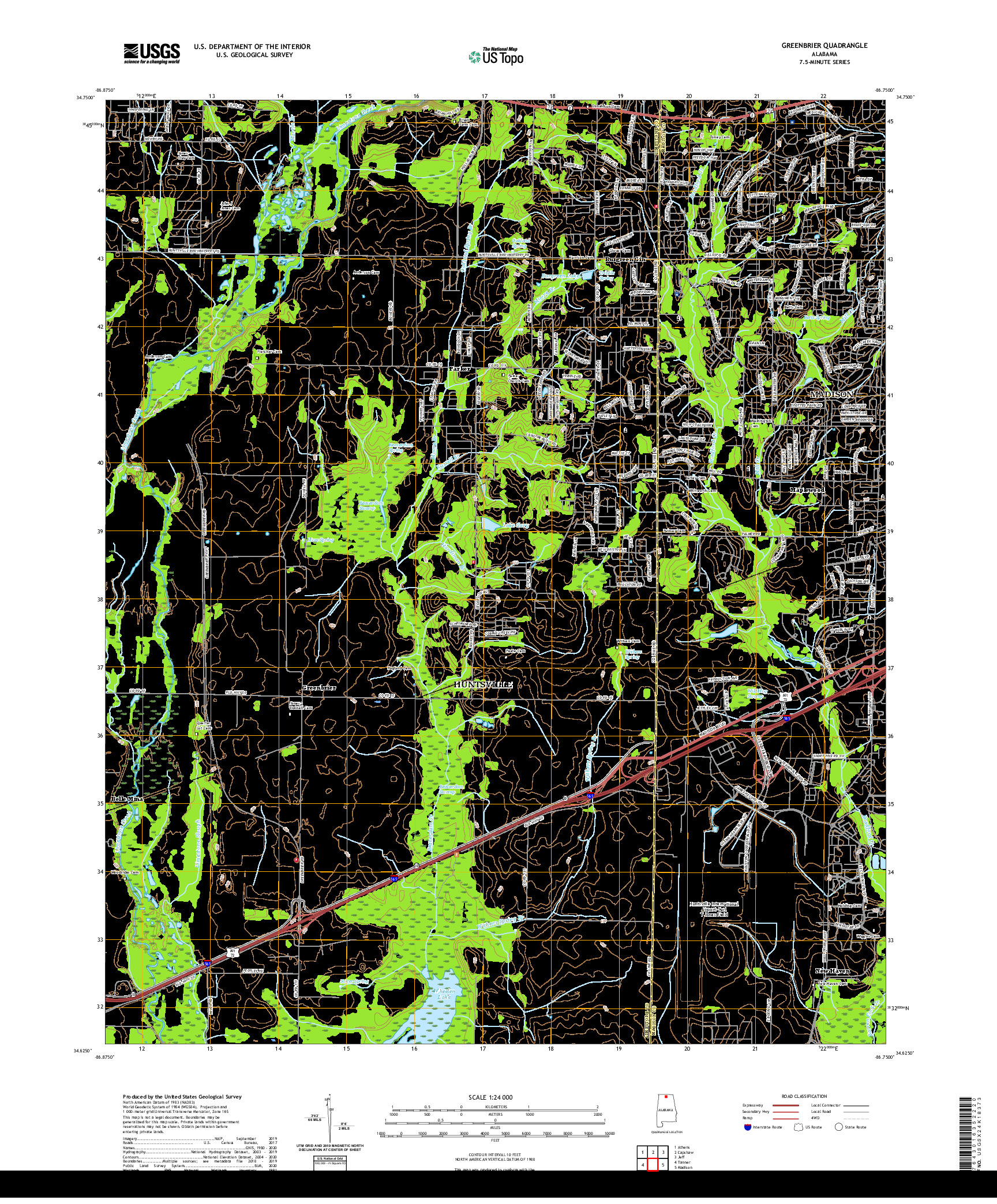 USGS US TOPO 7.5-MINUTE MAP FOR GREENBRIER, AL 2020