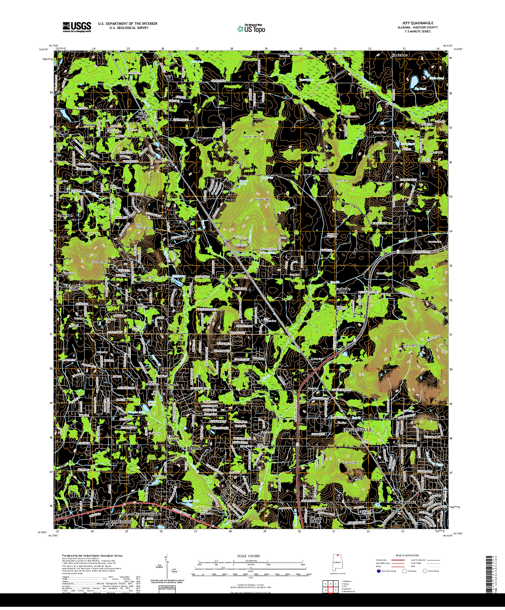 USGS US TOPO 7.5-MINUTE MAP FOR JEFF, AL 2020