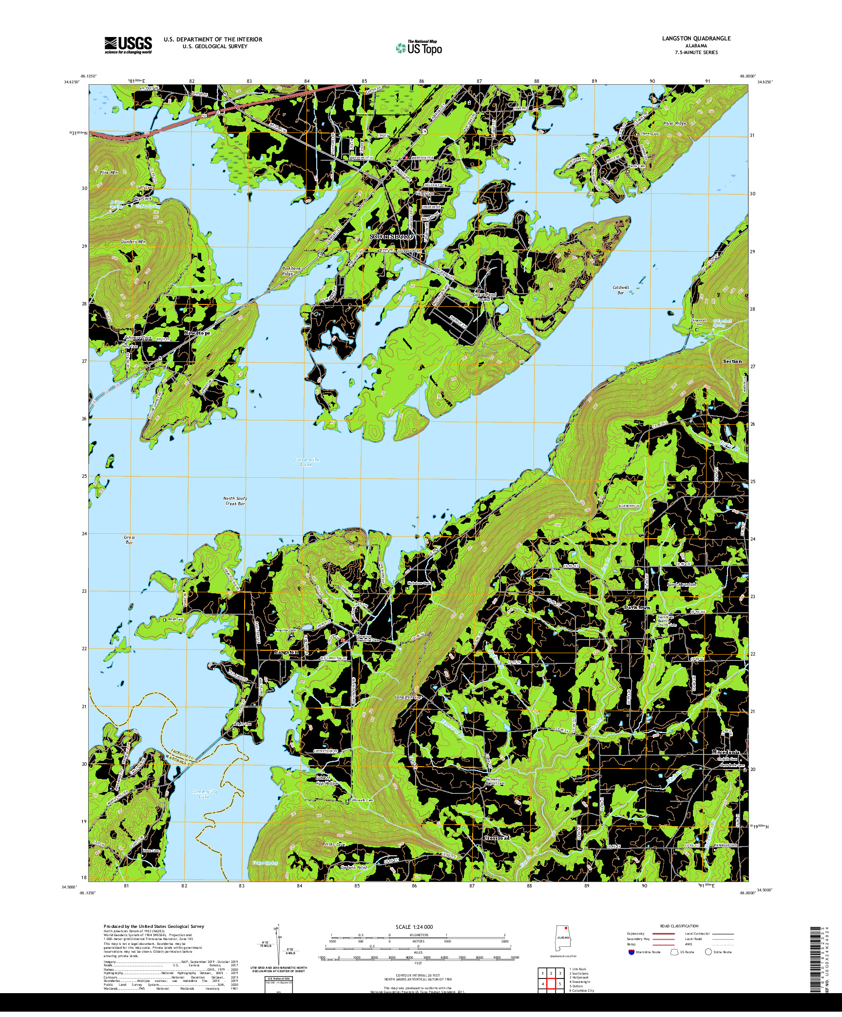 USGS US TOPO 7.5-MINUTE MAP FOR LANGSTON, AL 2020
