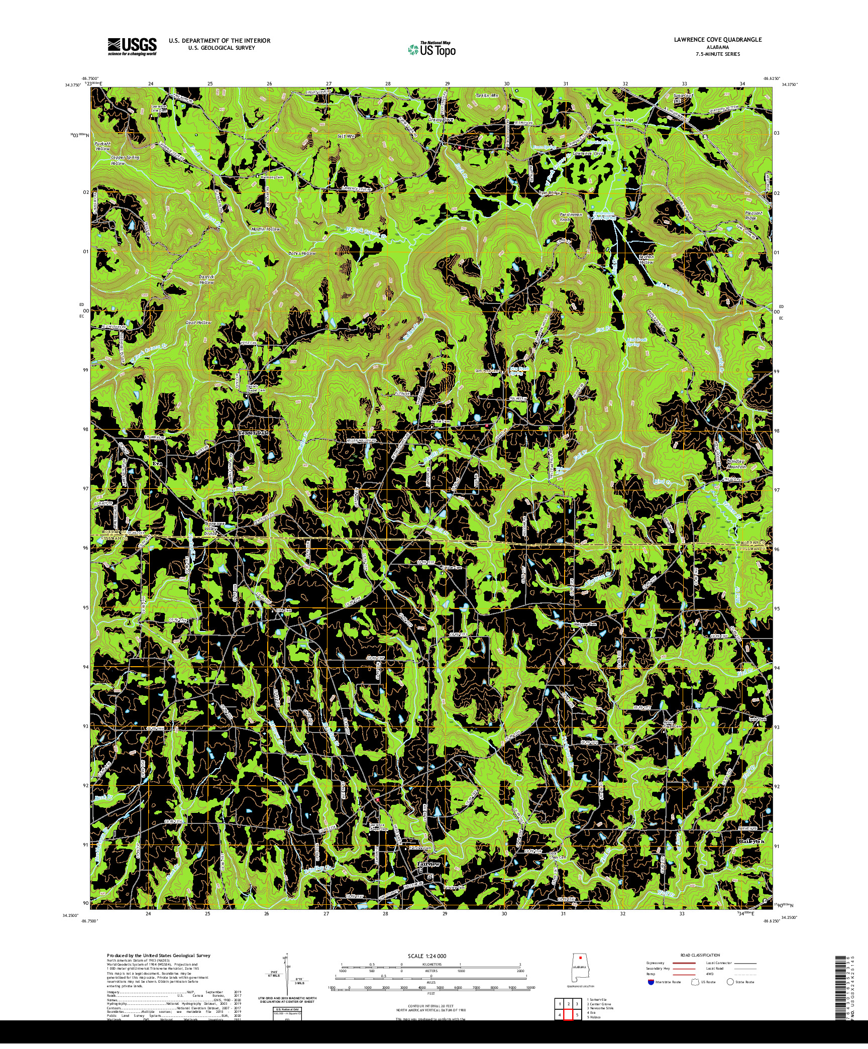 USGS US TOPO 7.5-MINUTE MAP FOR LAWRENCE COVE, AL 2020