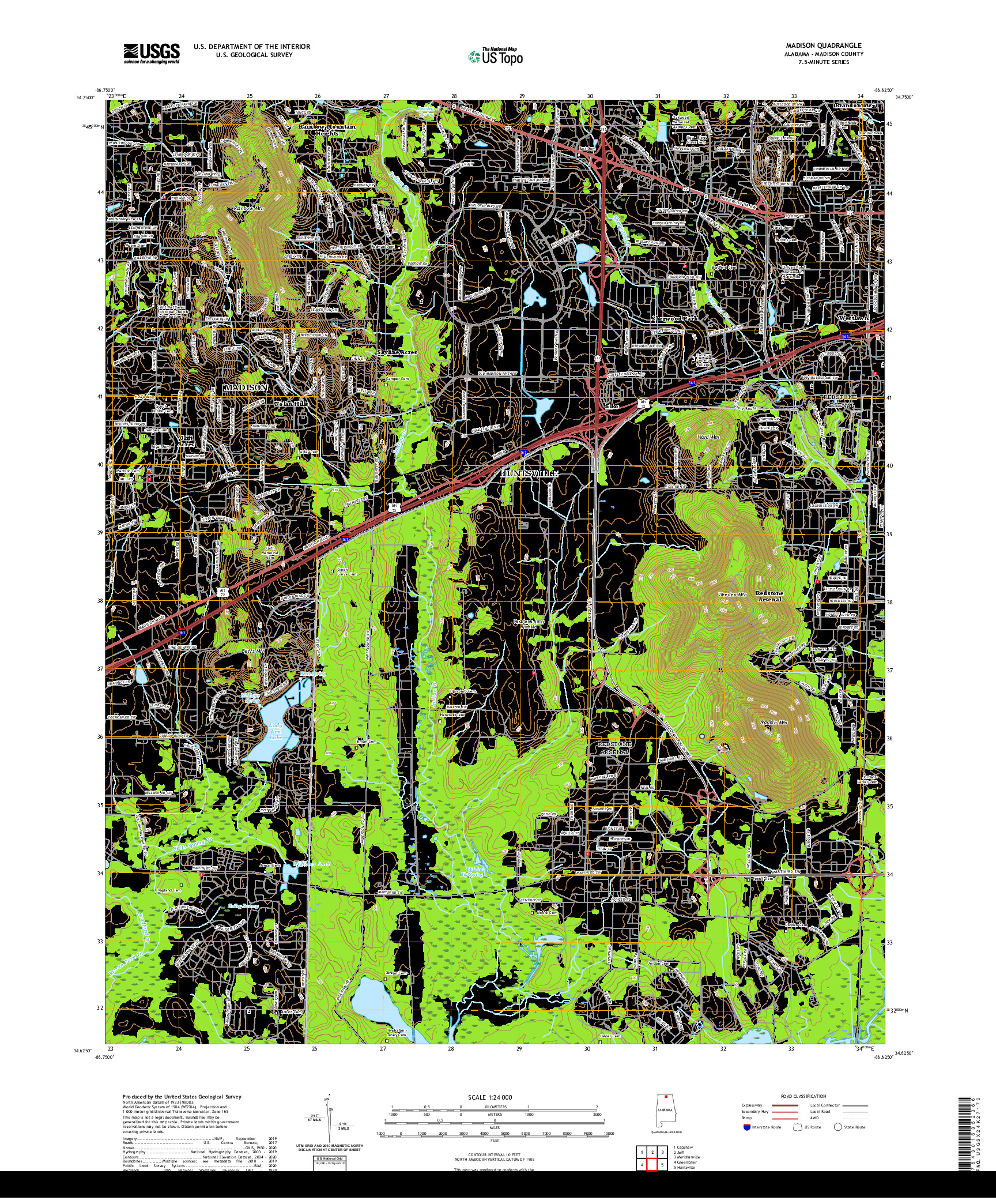 USGS US TOPO 7.5-MINUTE MAP FOR MADISON, AL 2020