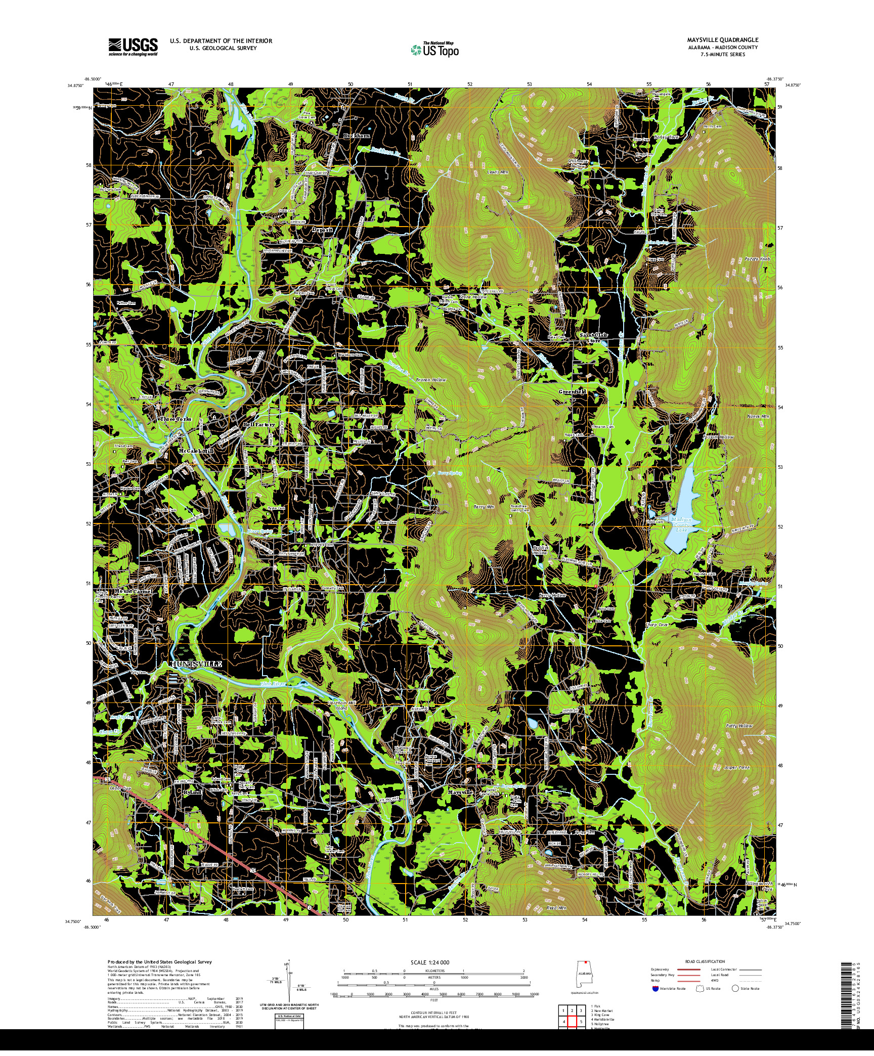 USGS US TOPO 7.5-MINUTE MAP FOR MAYSVILLE, AL 2020