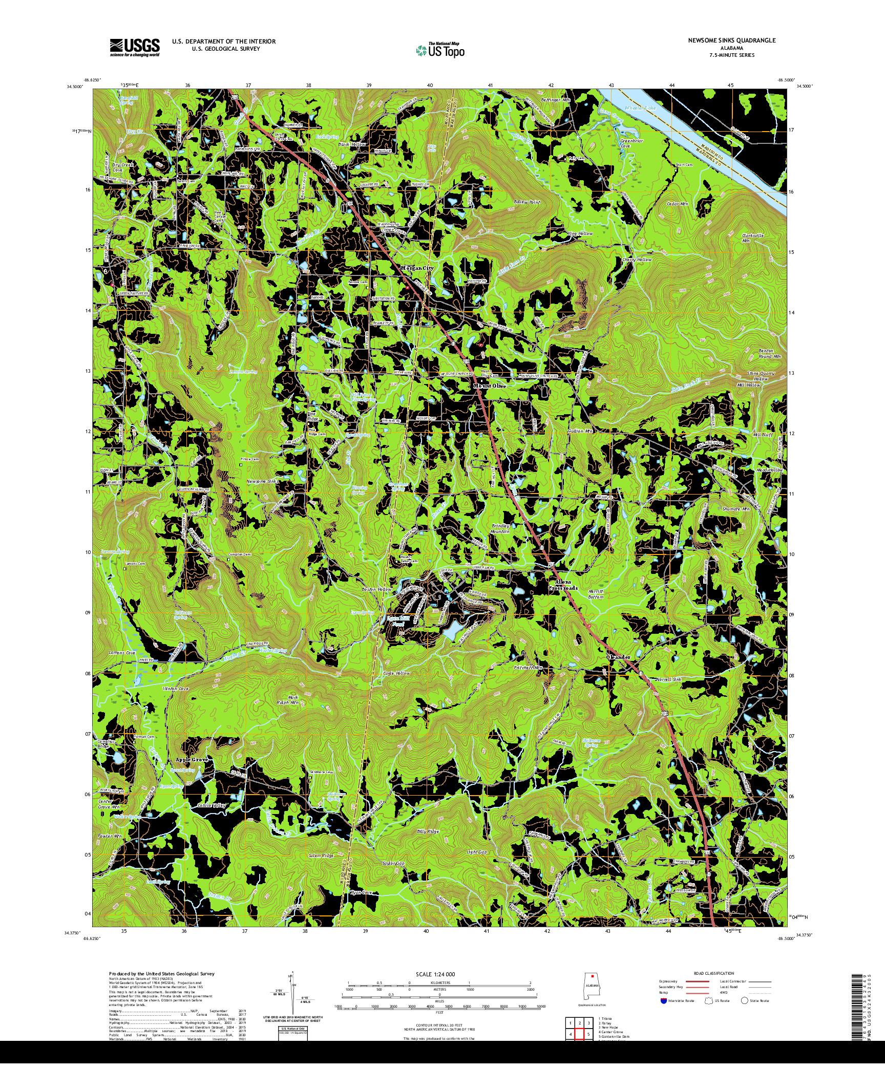 USGS US TOPO 7.5-MINUTE MAP FOR NEWSOME SINKS, AL 2020