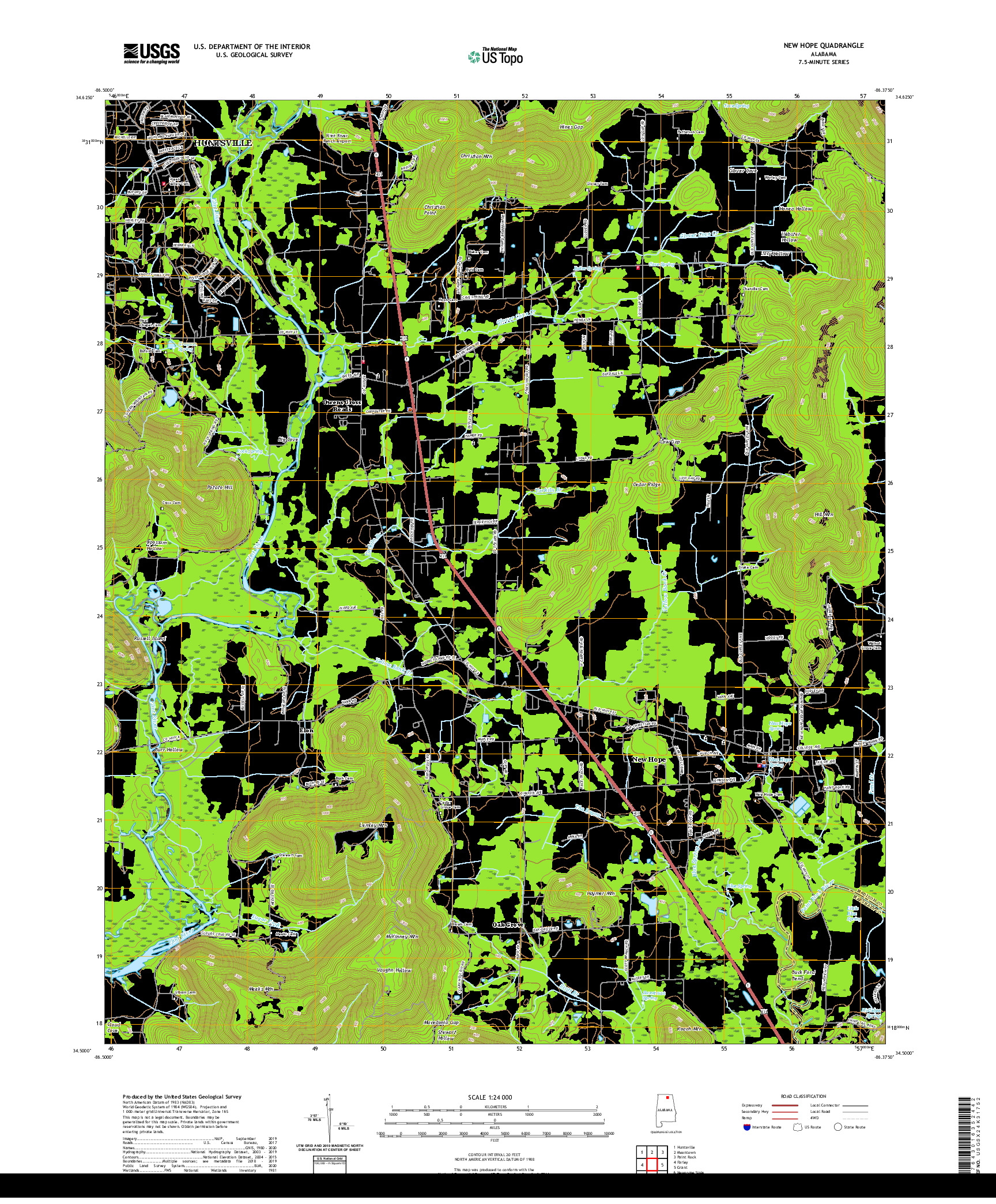 USGS US TOPO 7.5-MINUTE MAP FOR NEW HOPE, AL 2020